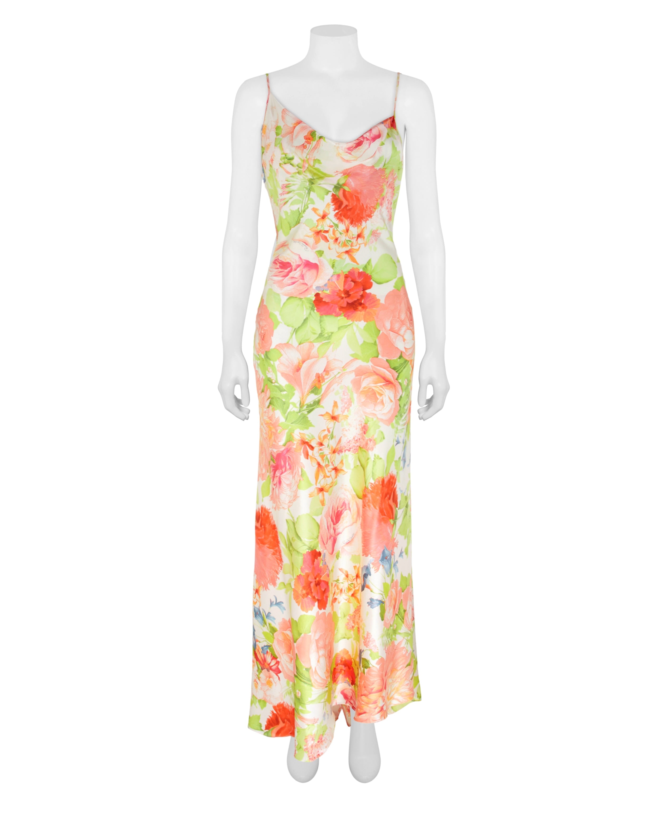 Spring / Summer 2001 Floral Multicolour Silk Asymmetrical Dress