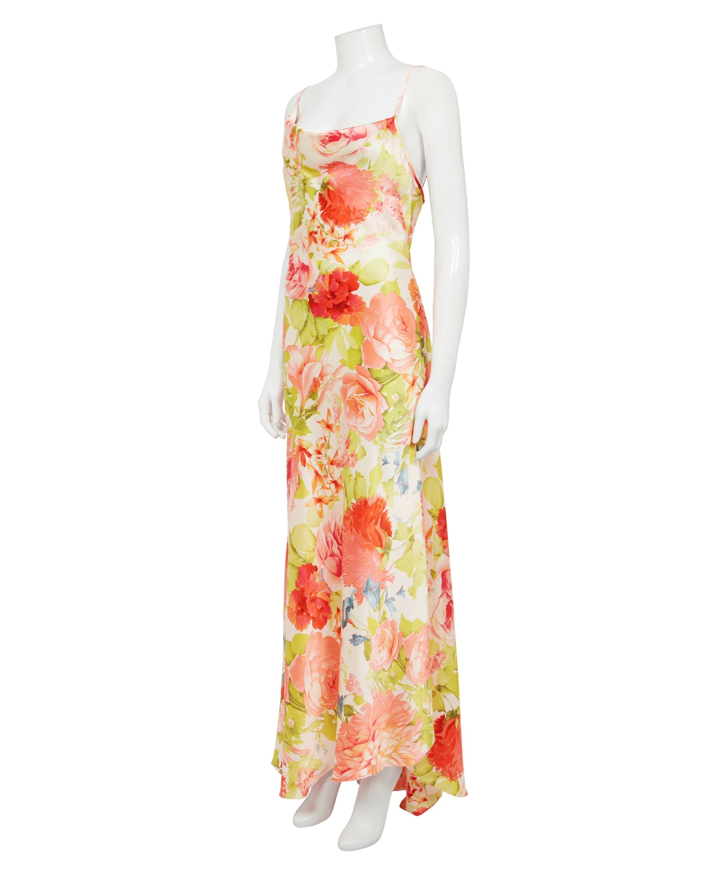 Spring / Summer 2001 Floral Multicolour Silk Asymmetrical Dress