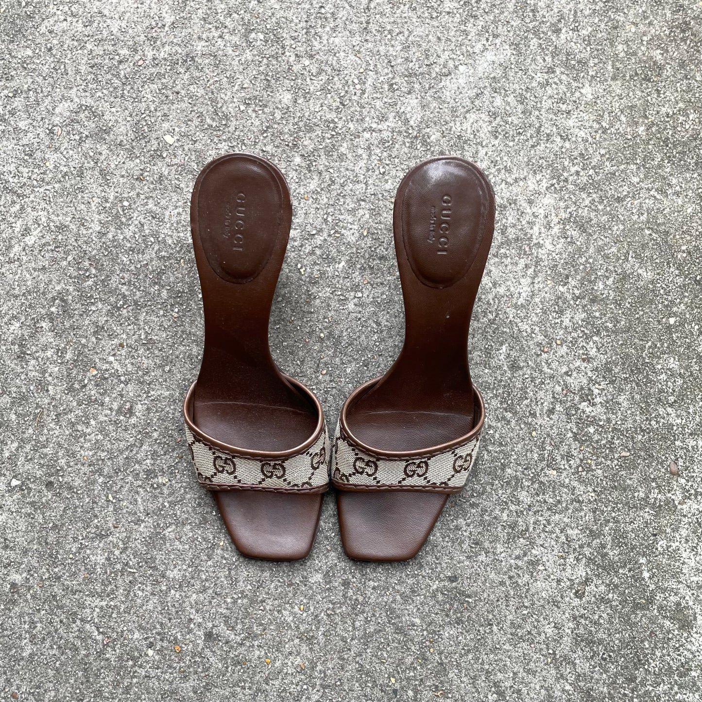 Gucci by Tom Ford Brown “GG” Monogram Sandal Heels