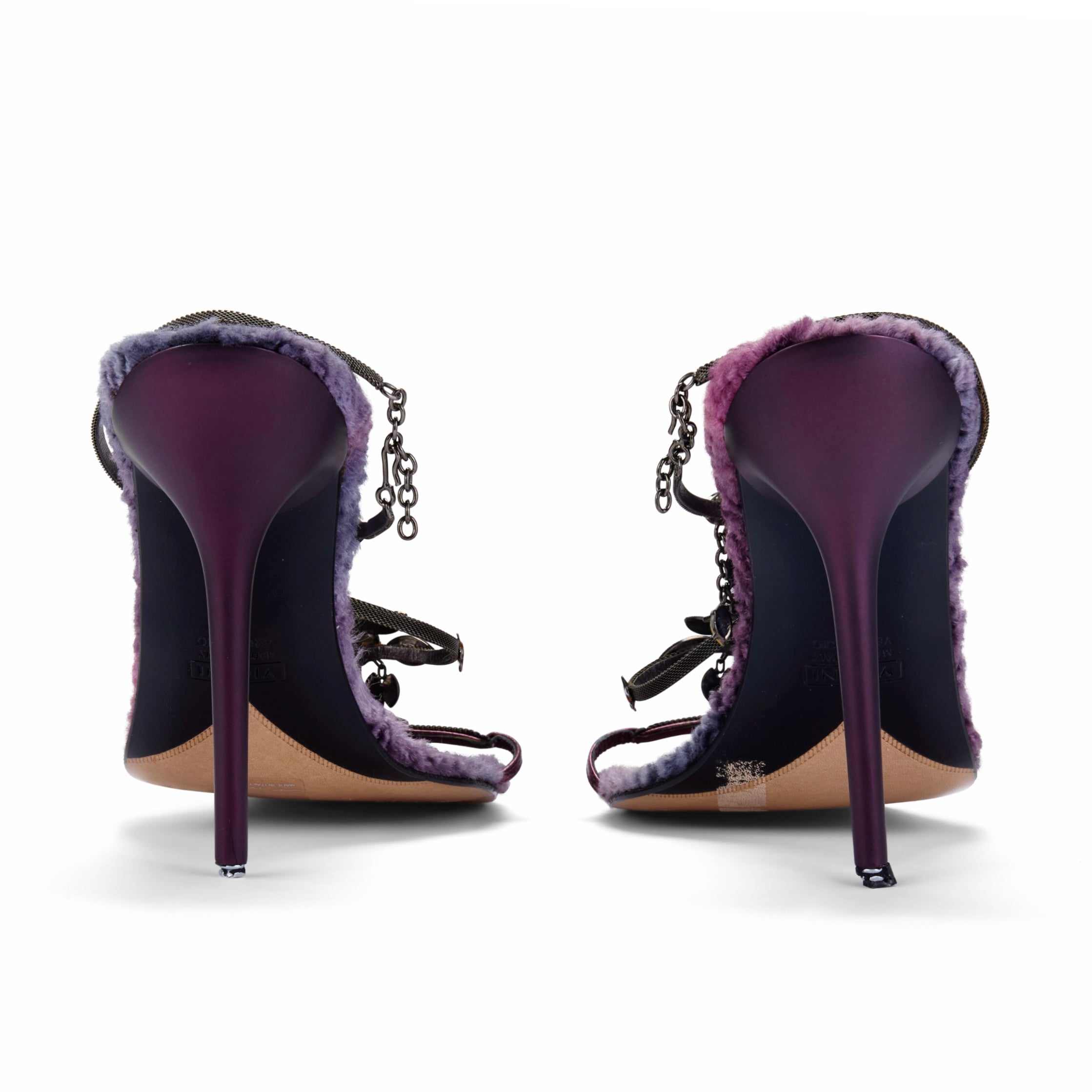 2000s Purple Fur Jewel Heels