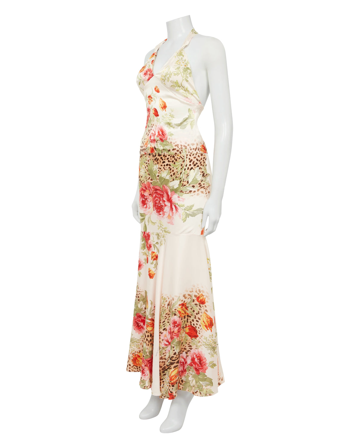 Spring / Summer 2003 Floral Leopard Silk Halter-Neck Top & Skirt Set