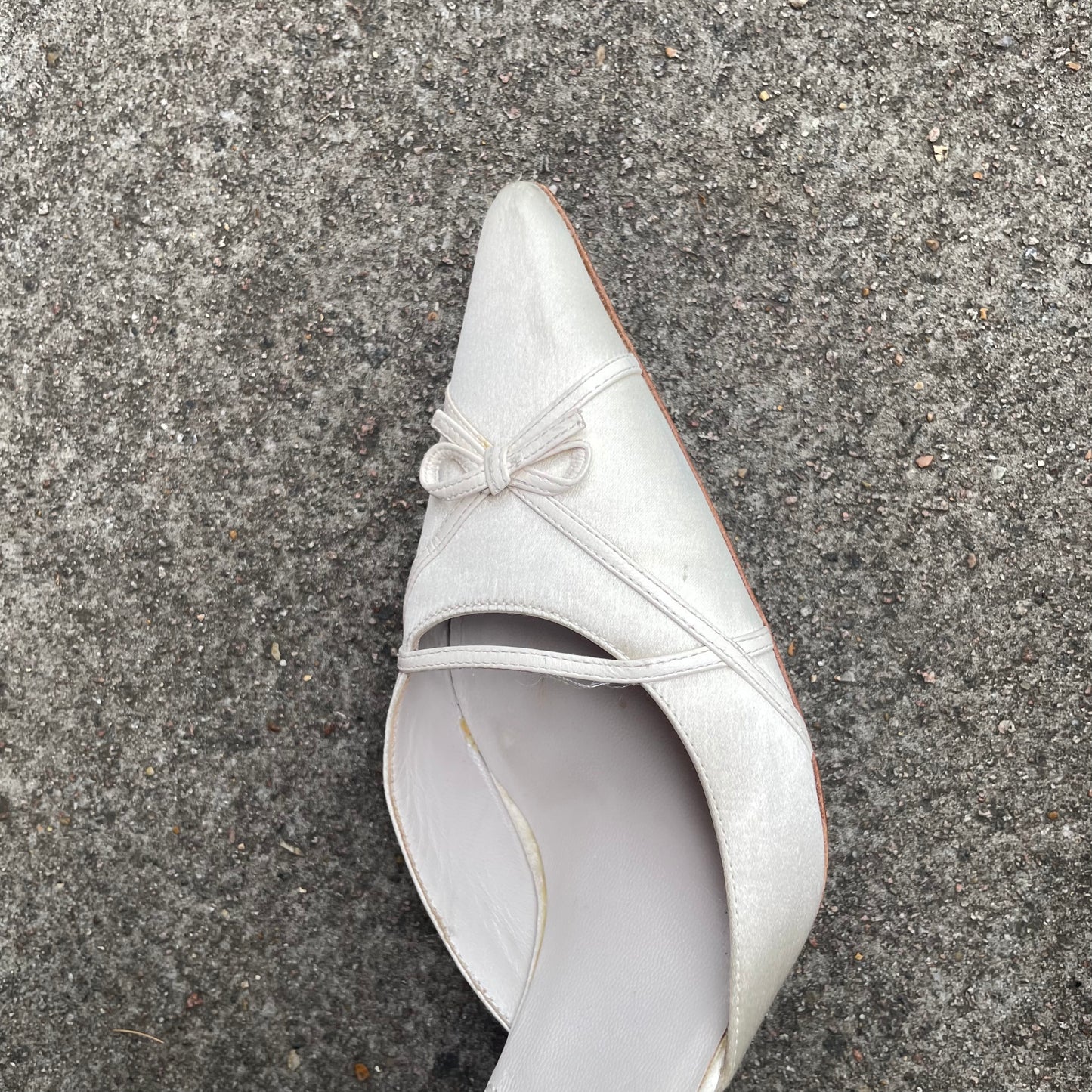 Dior by John Galliano 2000s Ivory Satin Bow Strappy Heels