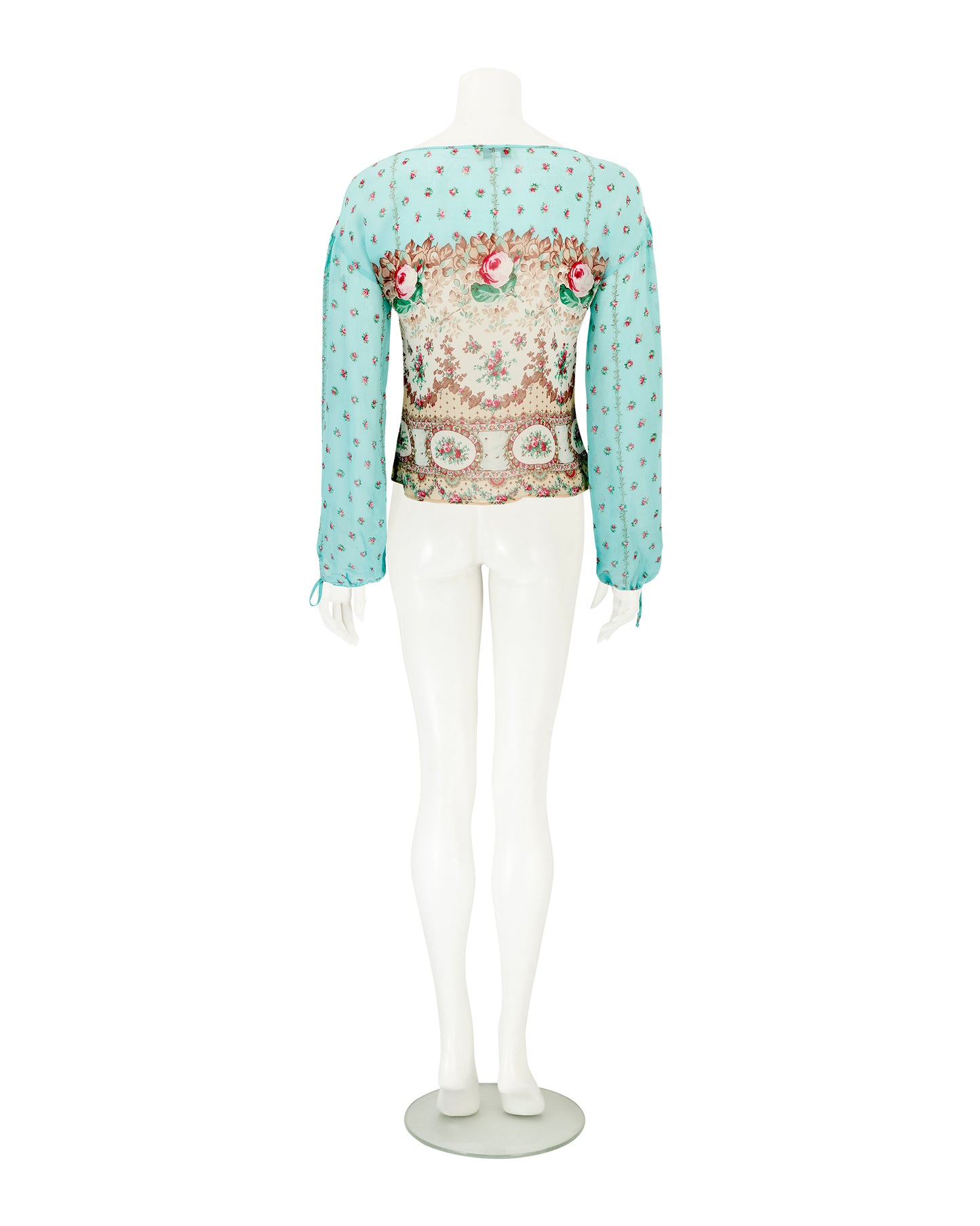 Blumarine S/S 2005 Blue Floral Sequin Silk Blouse