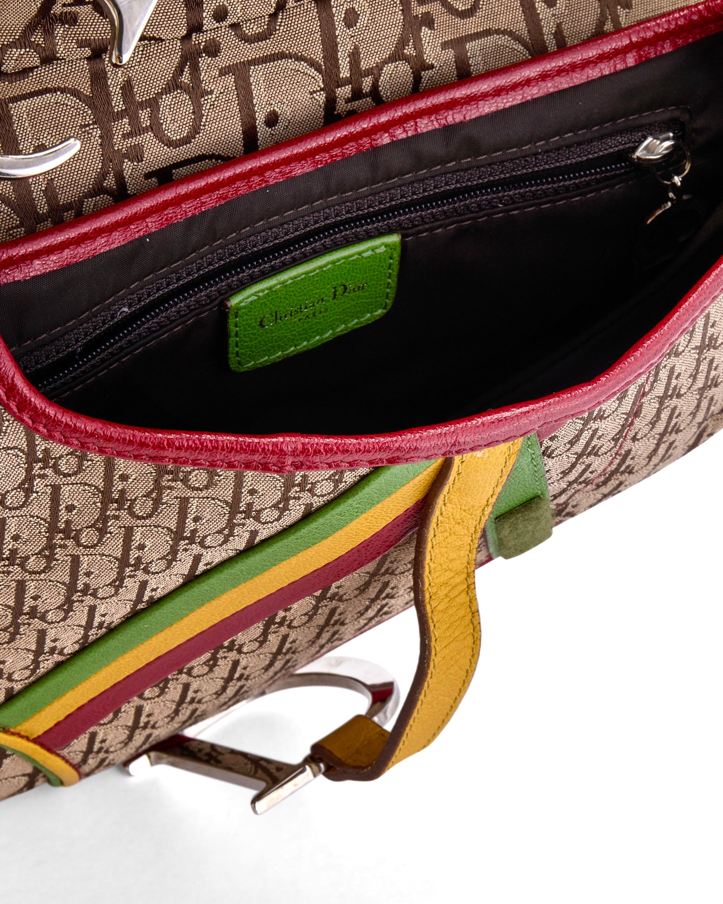 Dior 2004 Rasta Print Monogram Saddle Bag