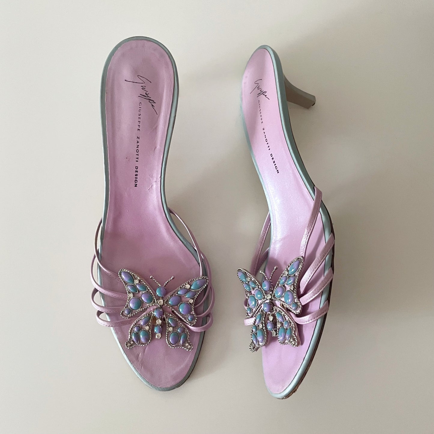 Giuseppe Zanotti 2000s Purple & Blue Butterfly Sandal Heels