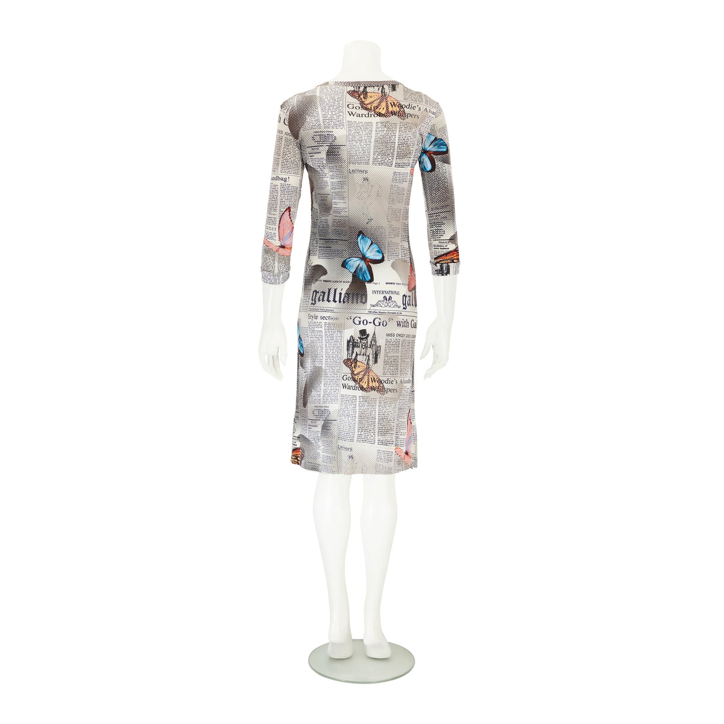John Galliano 2000s Newspaper Gazette Butterfly Dress