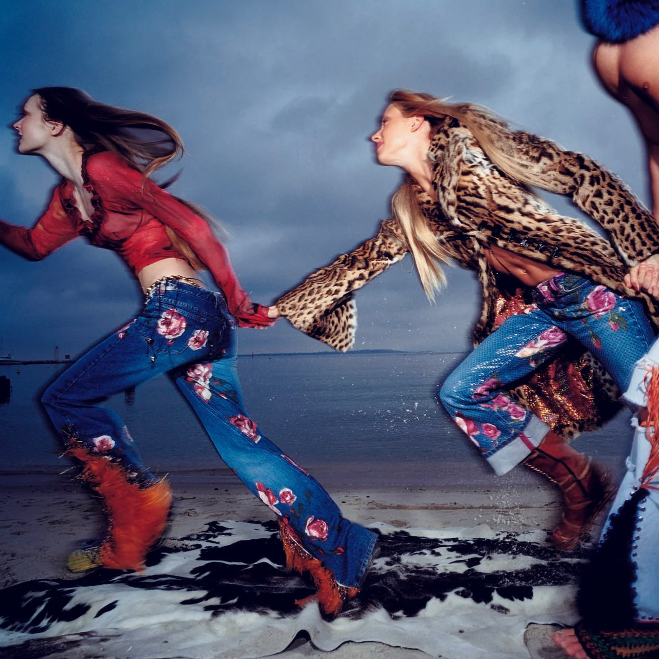Roberto Cavalli F/W 1999 Pink Floral Blue Jeans