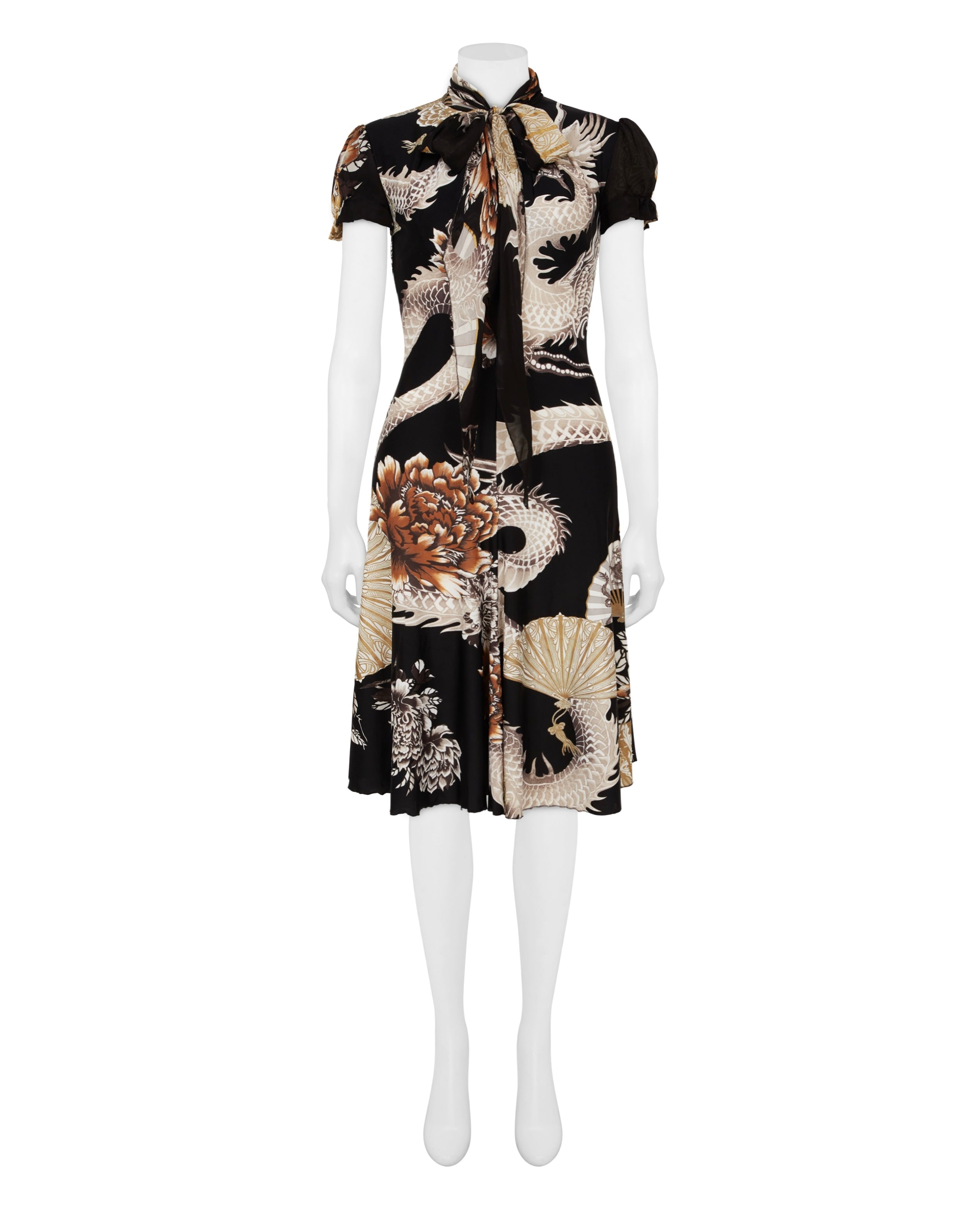 Fall / Winter 2006 Oriental Dragon Print Silk Chinoiserie Dress
