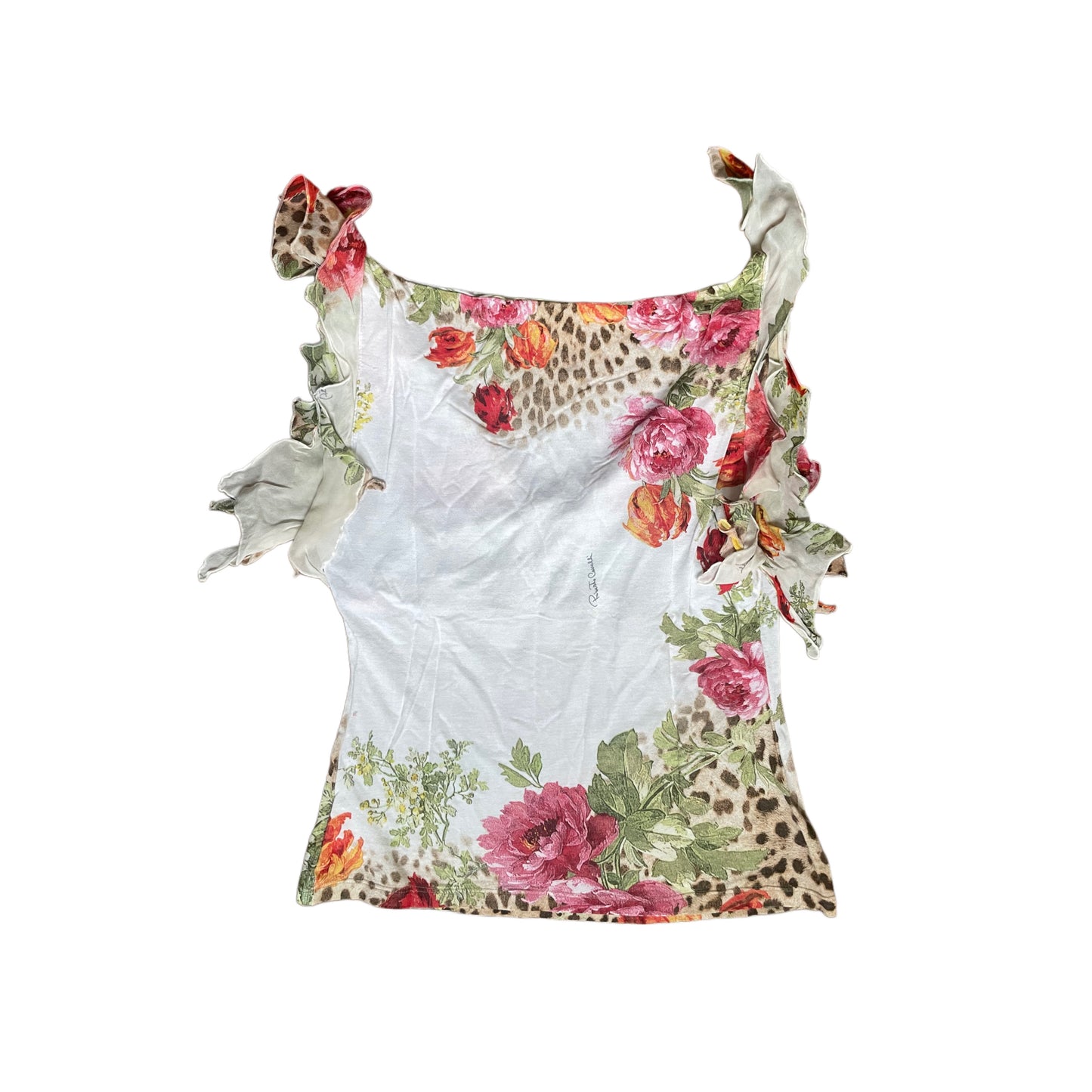 Roberto Cavalli S/S 2002 Floral Leopard Blouse Top