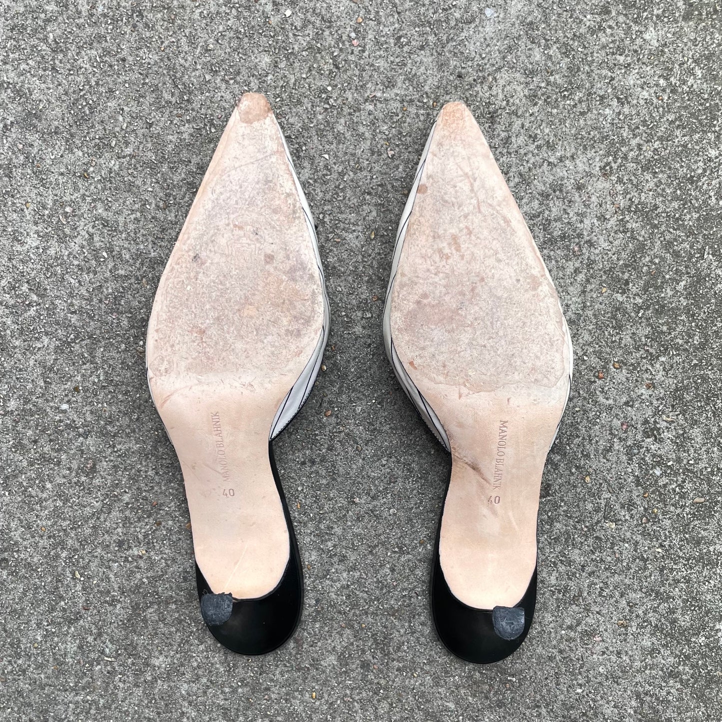 Manolo Blahnik 2000s Black & White Sneaker Bow Mule Heels