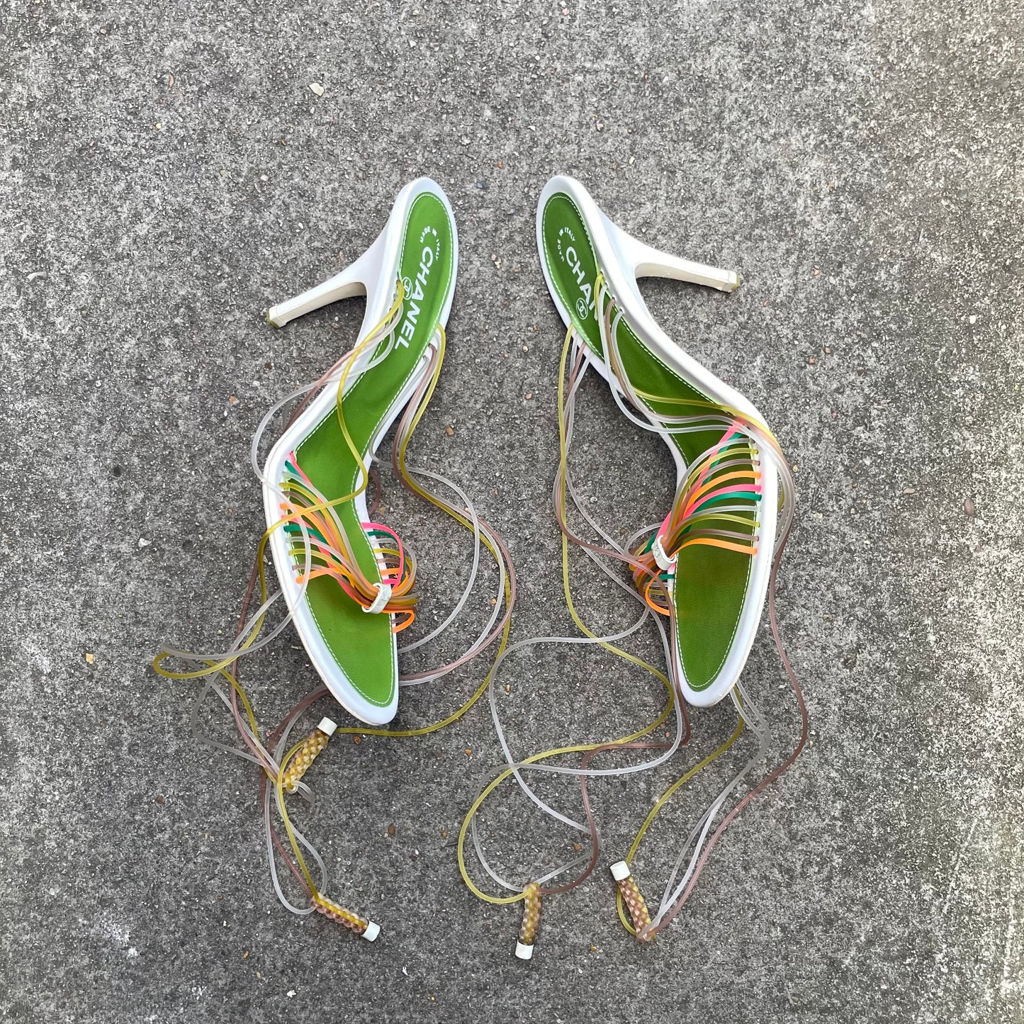 RARE Chanel 2000s Multicolour Jelly Strappy Sandal Heels