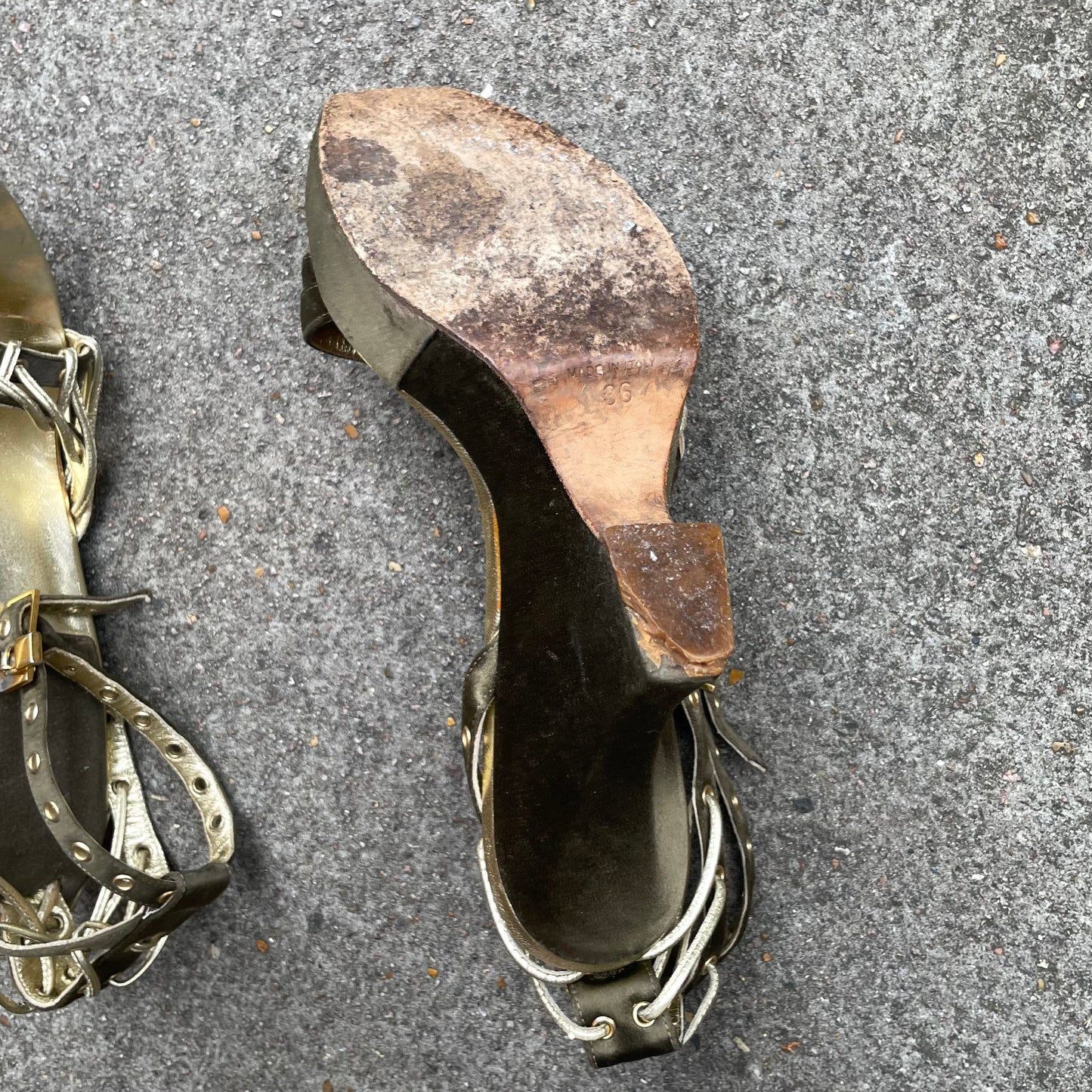 Dior by John Galliano S/S 2003 Khaki Green Padlock & Key Satin Wedge Heels
