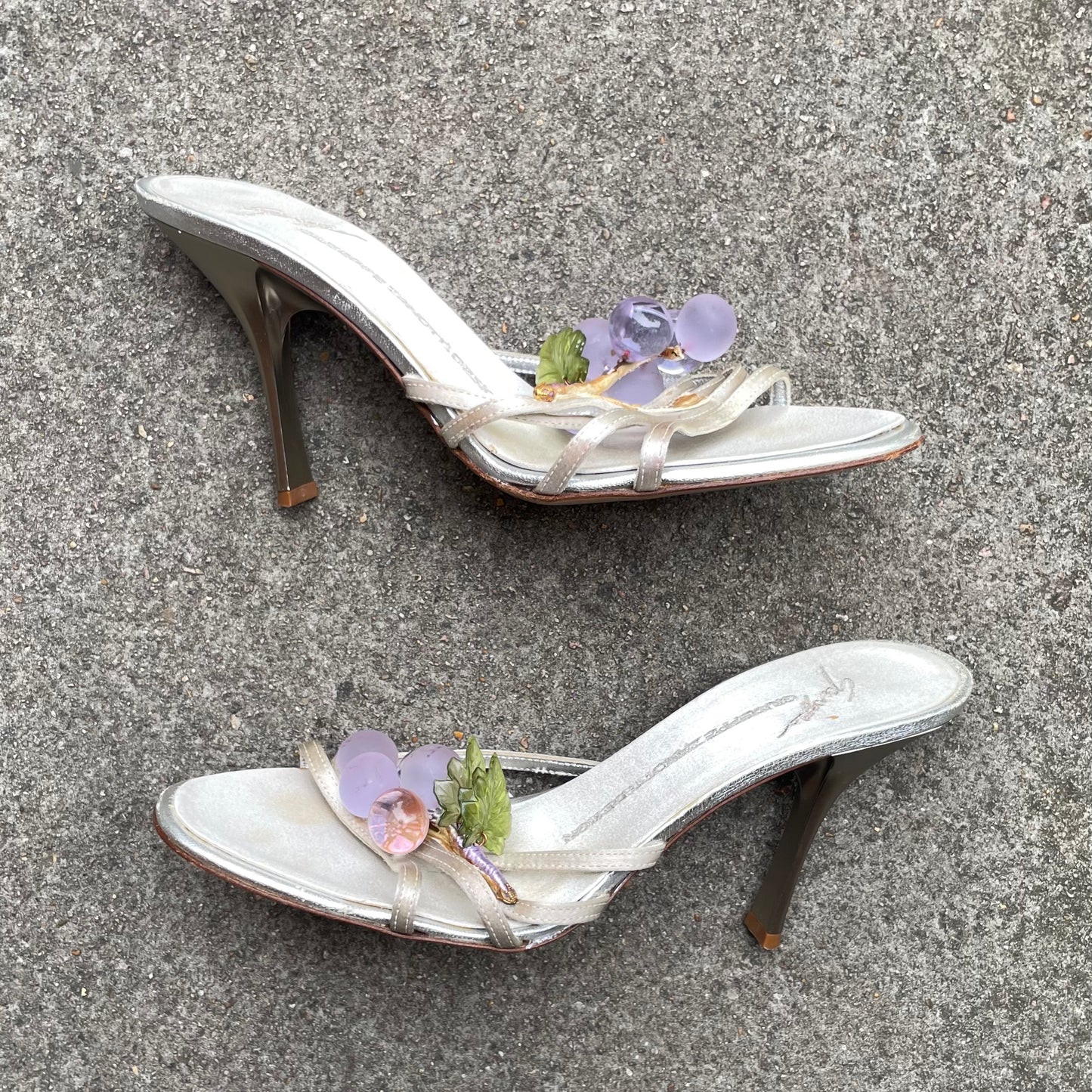 RARE Giuseppe Zanotti 2000s Purple Grape Satin Sandal Heels