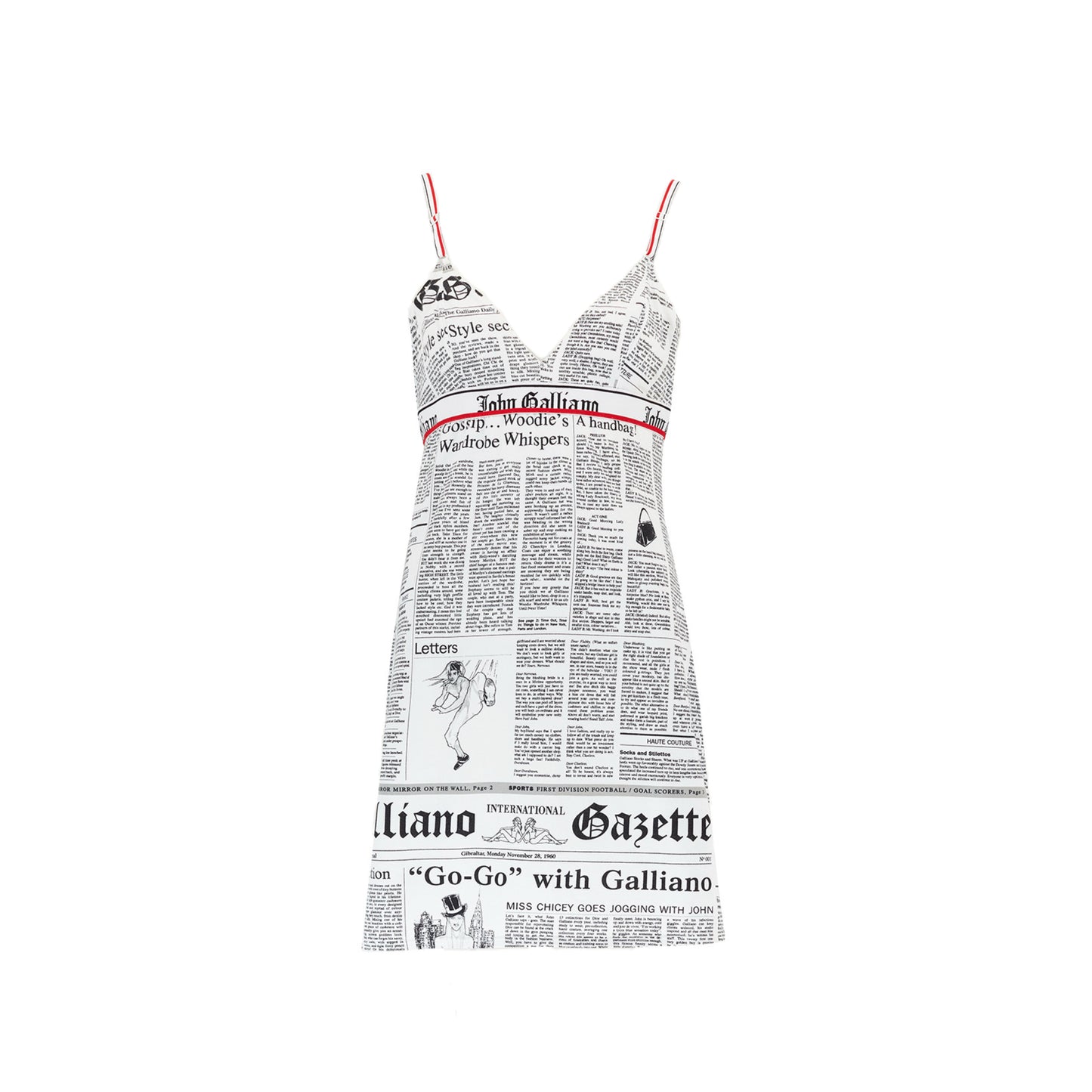 John Galliano 2000s Newspaper Print Slip Dress