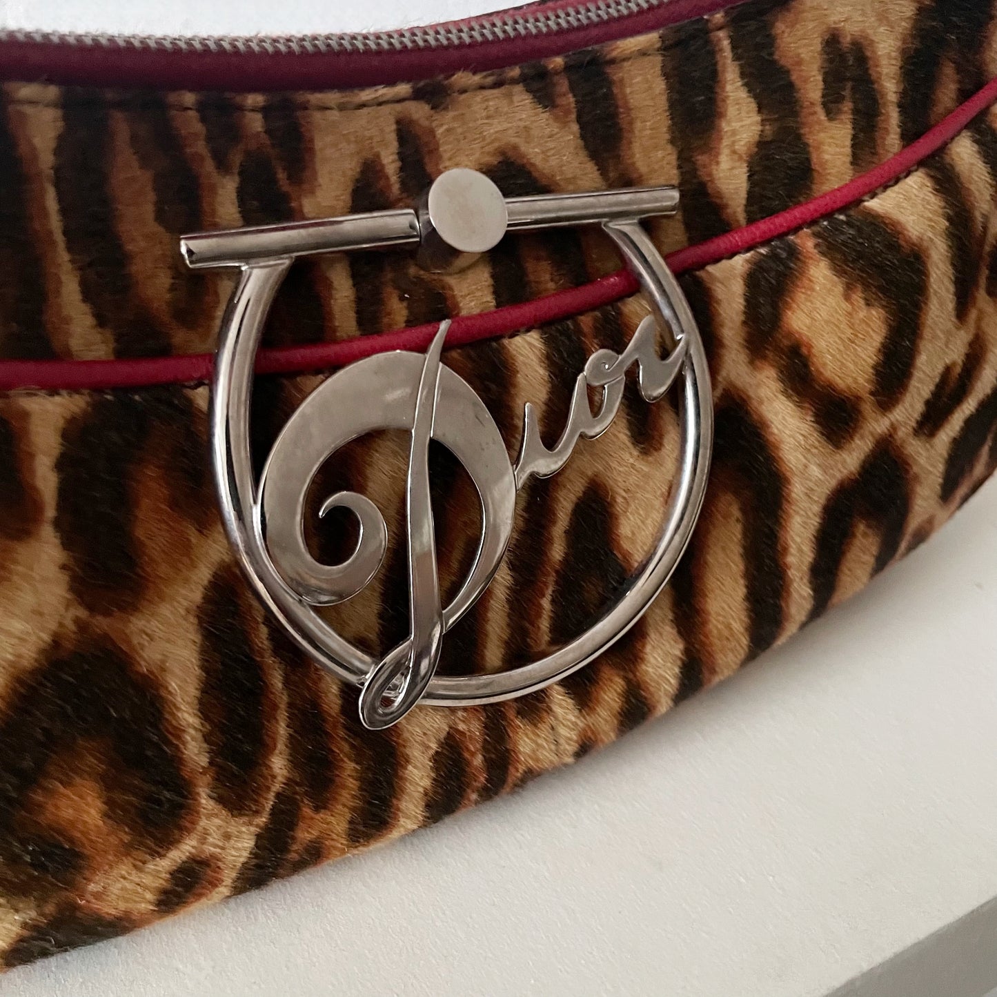 Dior by John Galliano F/W 2004 Leopard Print Pony-hair Bag with Silver Metal “Dior” Hardware