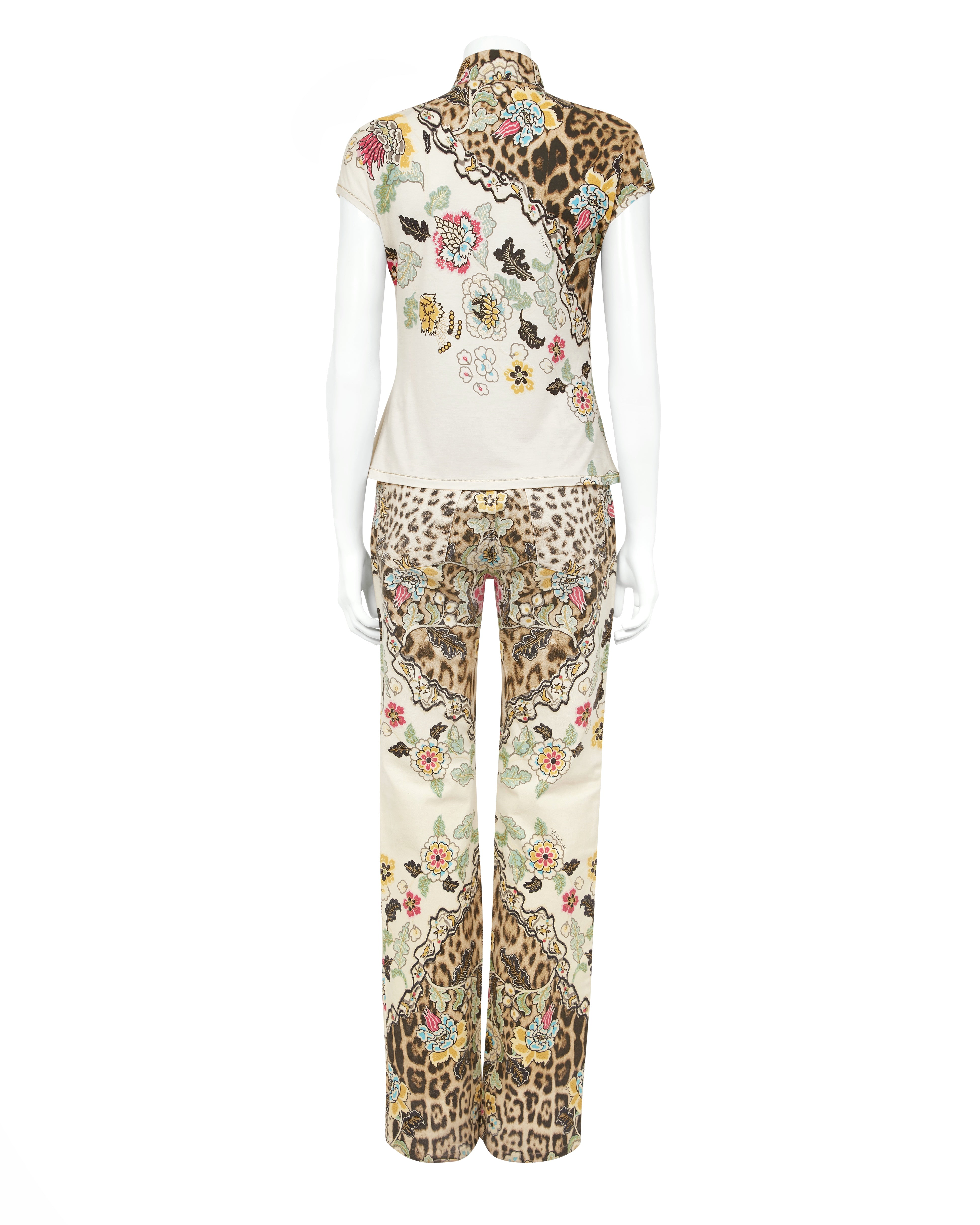 Spring / Summer 2003 White Floral Chinoiserie Top & Jeans Set