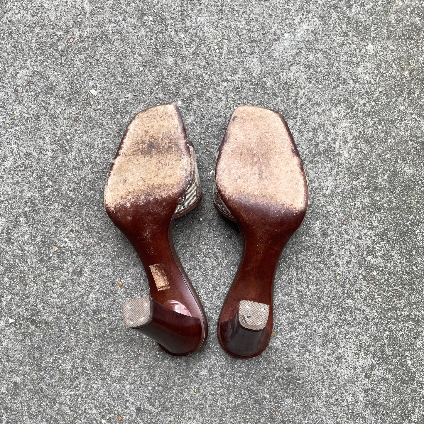 Gucci by Tom Ford Brown “GG” Monogram Sandal Heels