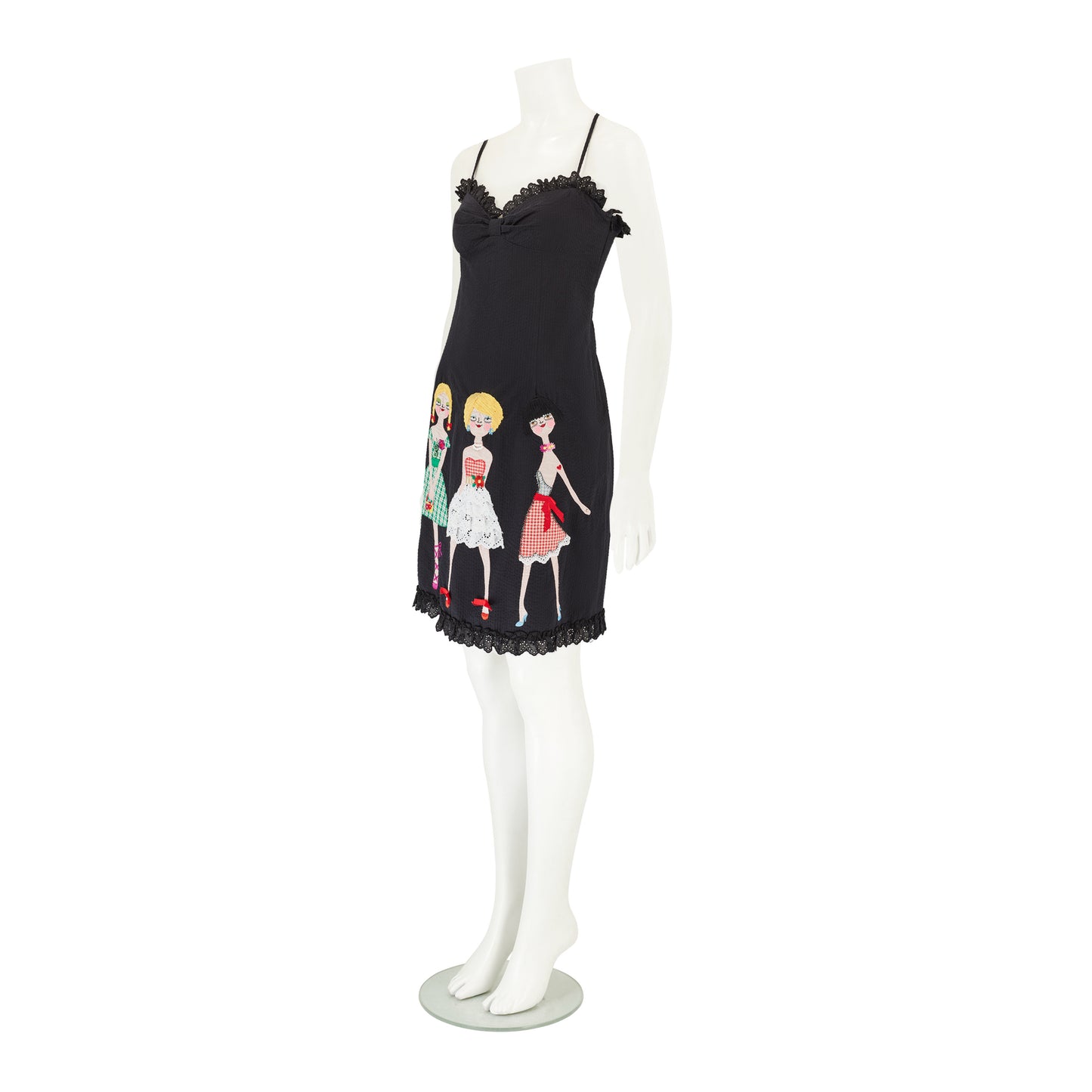 Moschino Cheap and Chic S/S 2002 “Uptown Girls” Black Embroidered Doll Dress