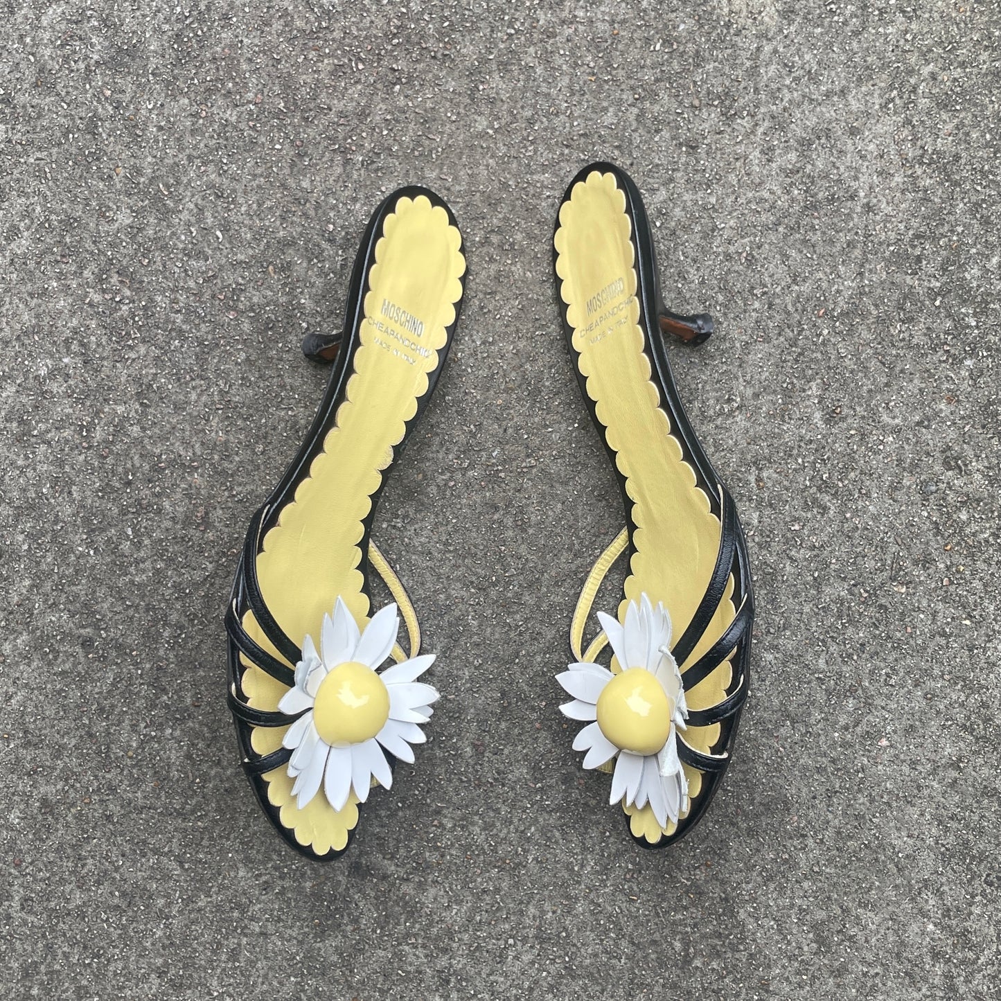 Moschino Cheap and Chic 2000s Yellow Daisy Heels