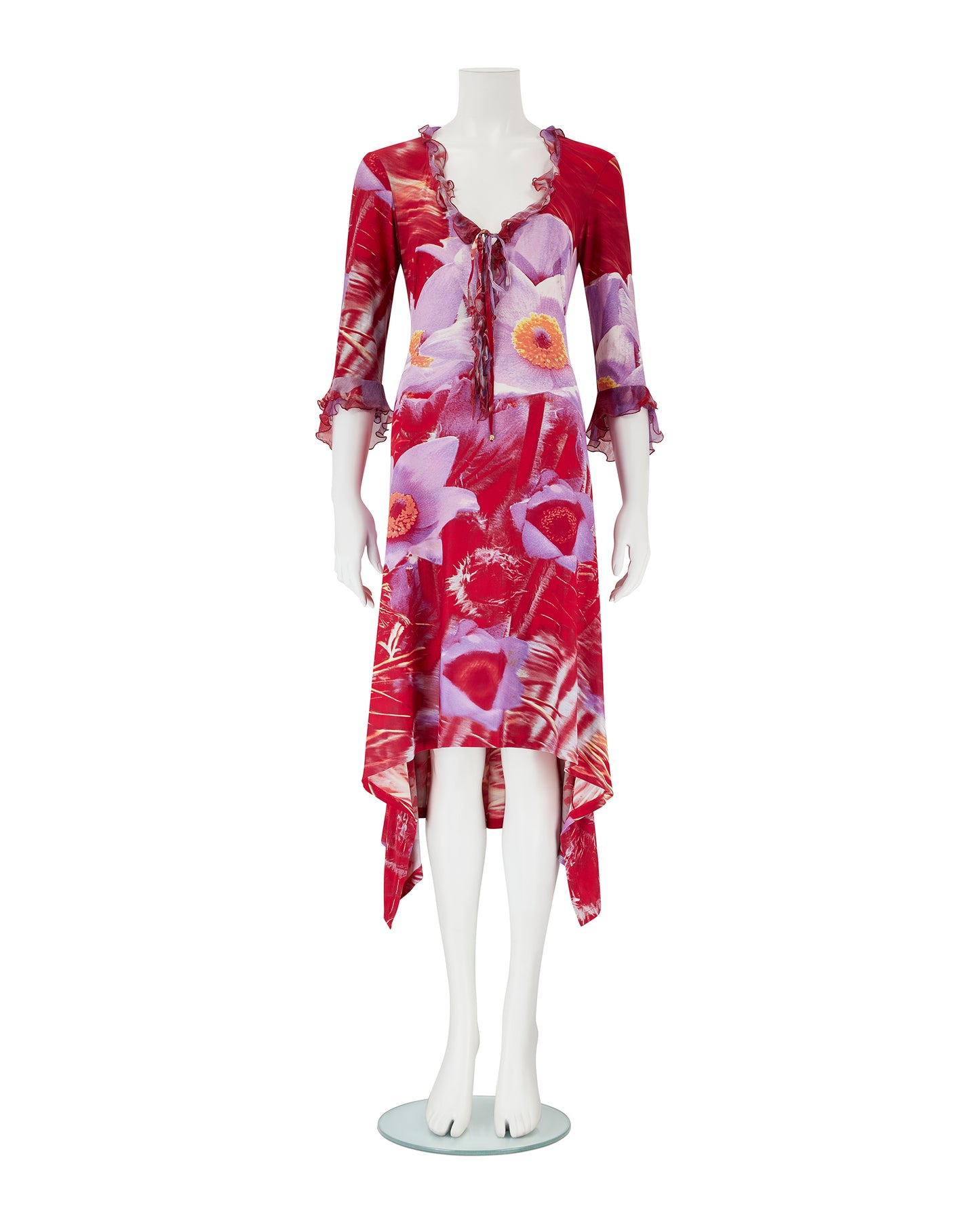 Roberto Cavalli S/S 2000 Red & Purple Floral Dress
