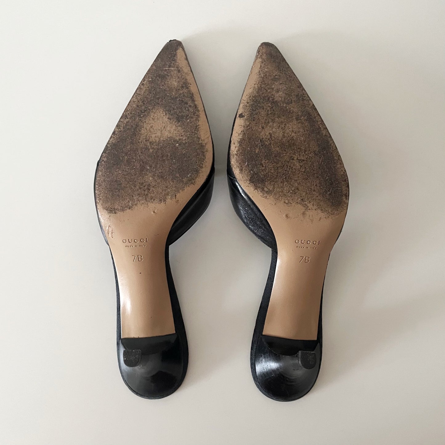 Gucci by Tom Ford “GG” Black Monogram Canvas Mule Heels