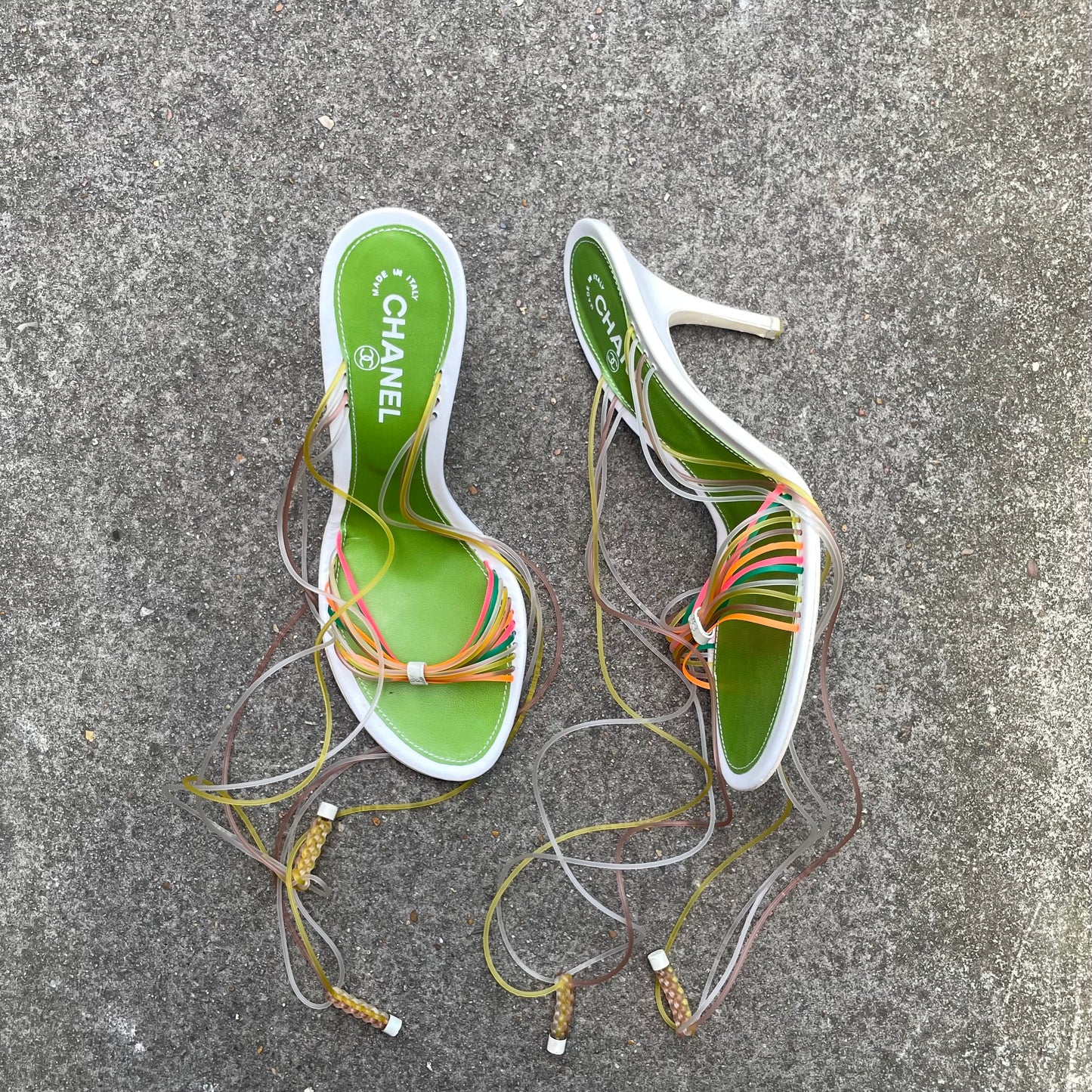 RARE Chanel 2000s Multicolour Jelly Strappy Sandal Heels