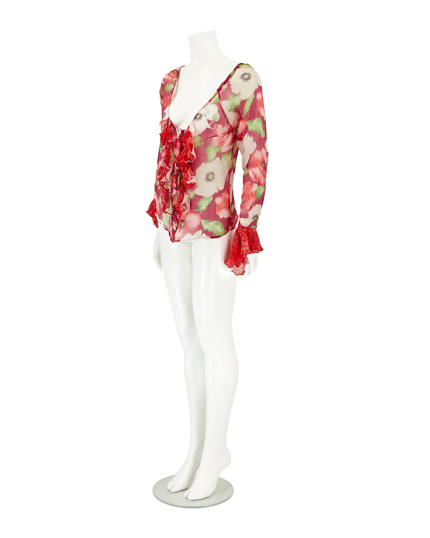Blumarine S/S 2002 Floral Multicolour Silk Blouse Top