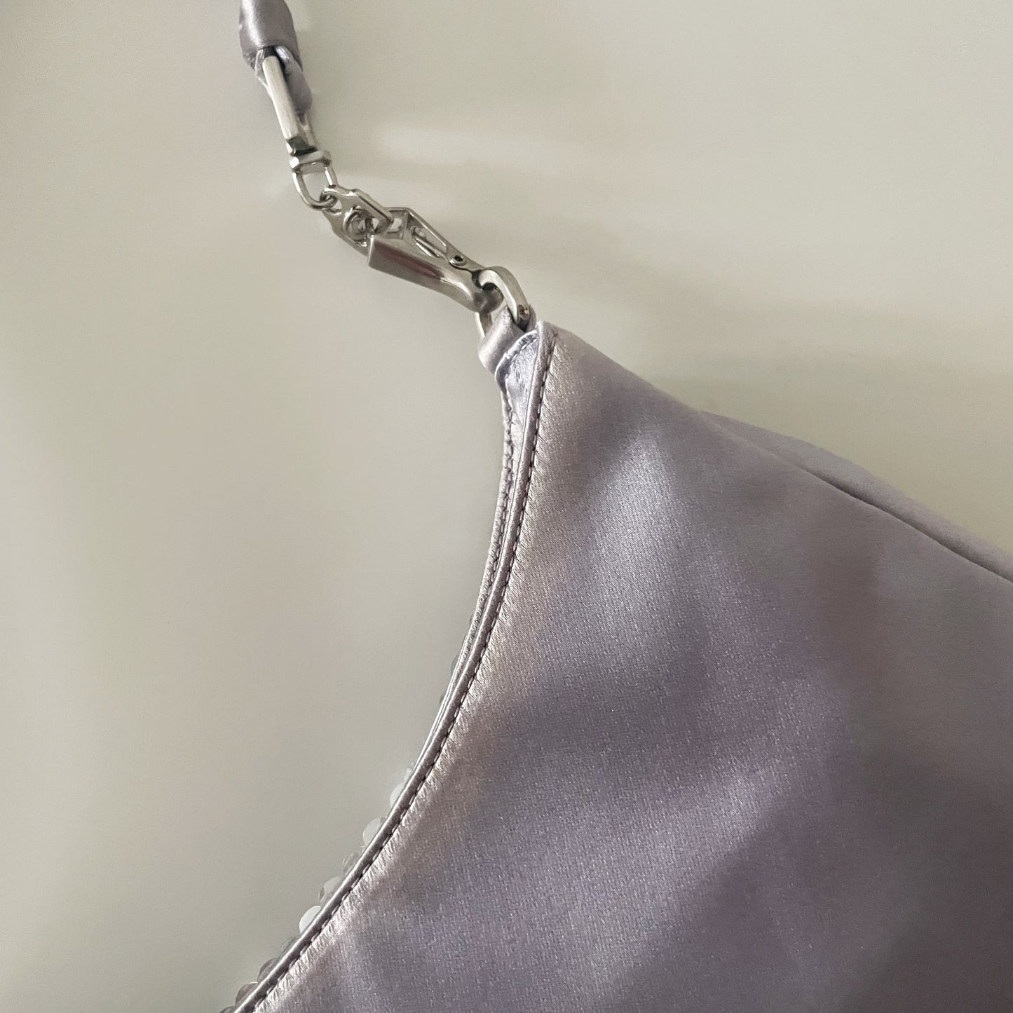 Prada 2001 Vintage Raso Luce Paillettes Silver & Purple Sequin Bag