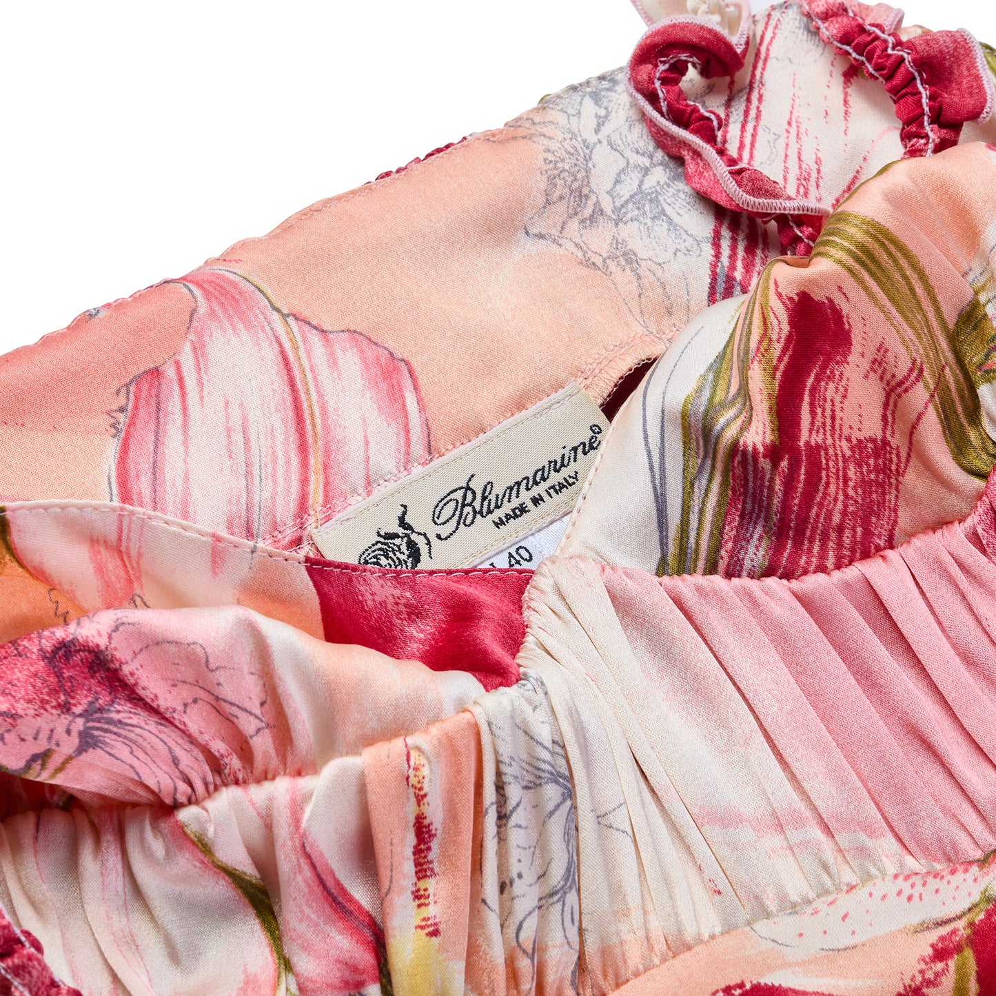 Blumarine S/S 2004 Pink Floral Ruffle Silk Dress