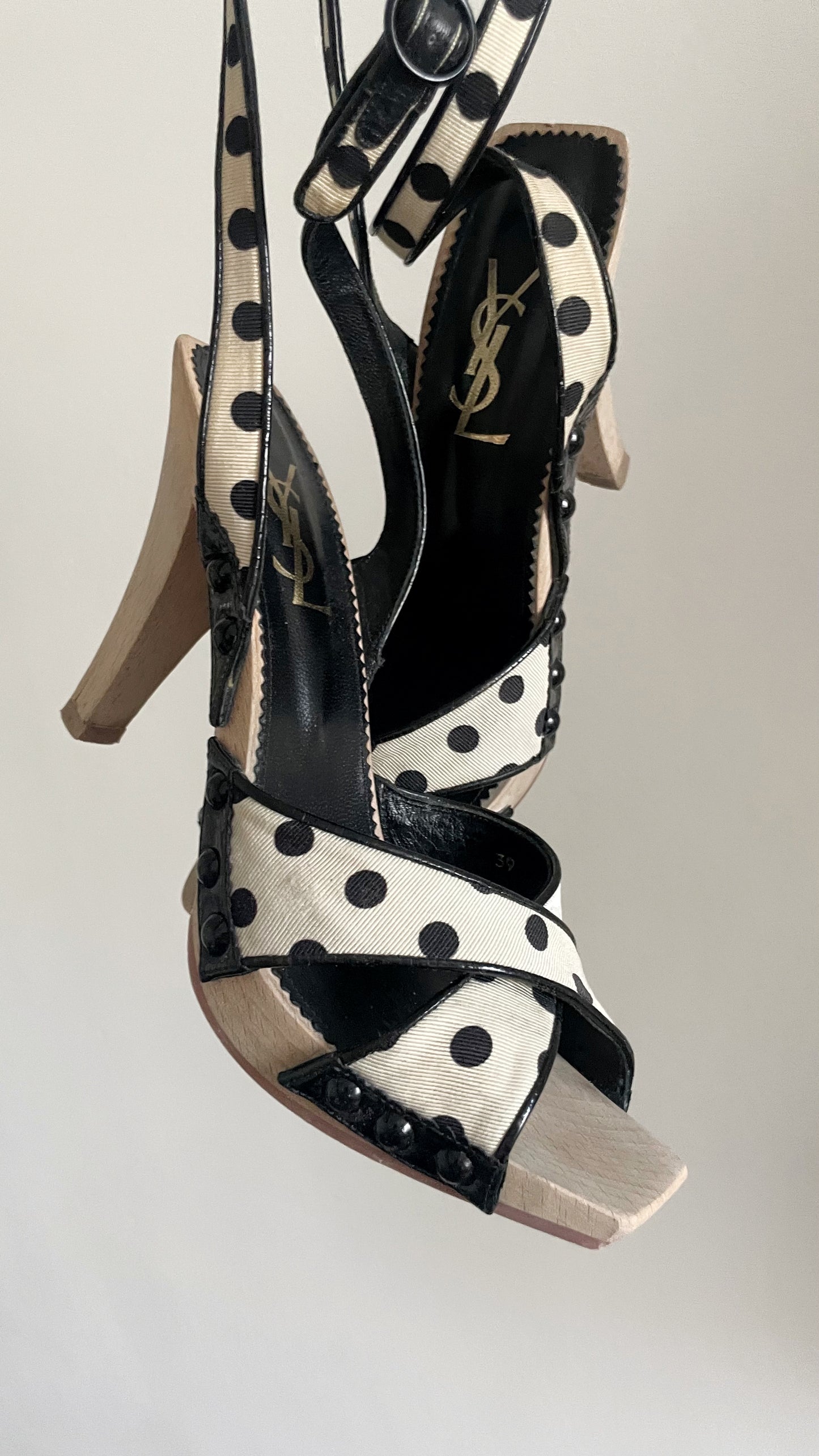 YSL by Tom Ford Lolita Polka Dot Strappy Sandal Heels