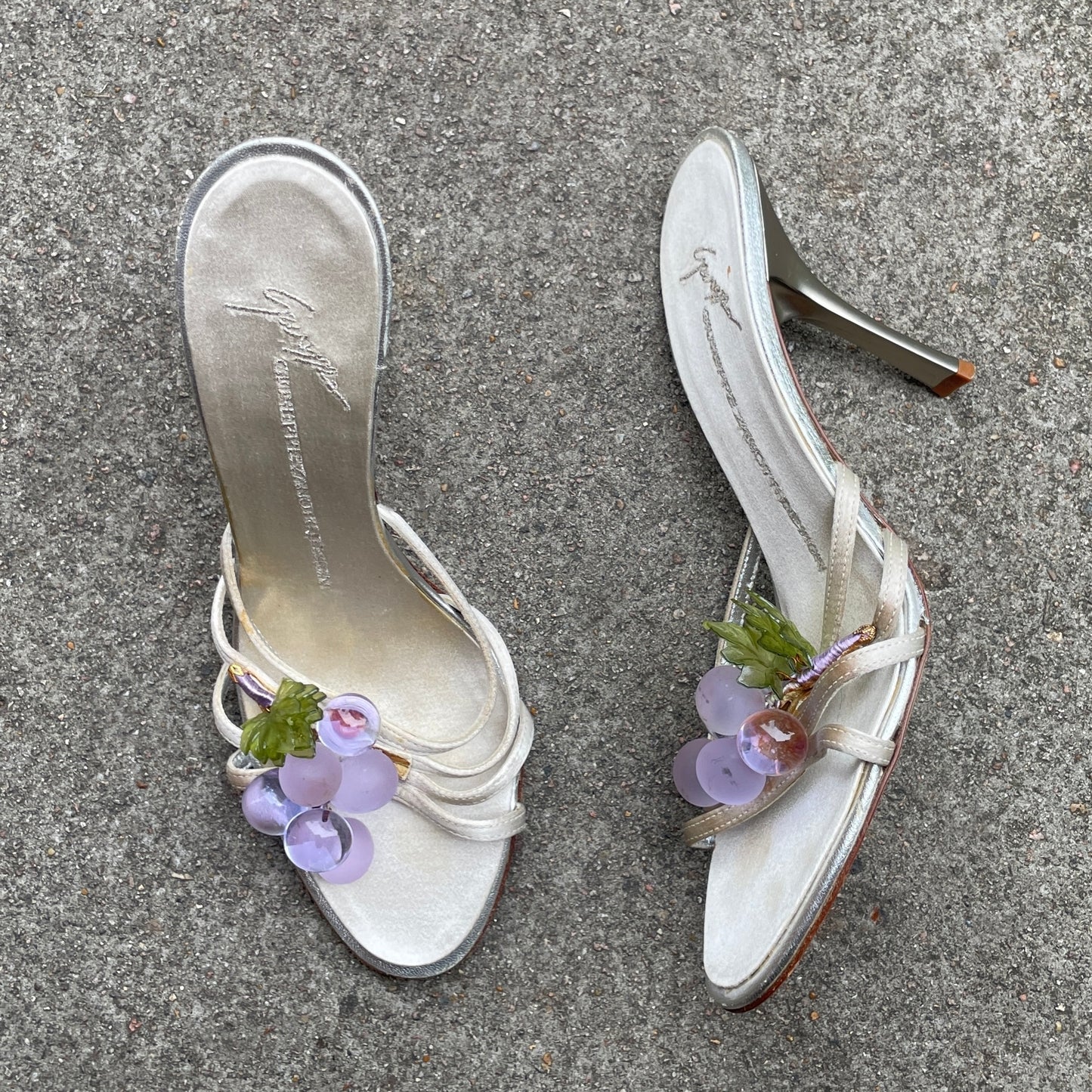 RARE Giuseppe Zanotti 2000s Purple Grape Satin Sandal Heels