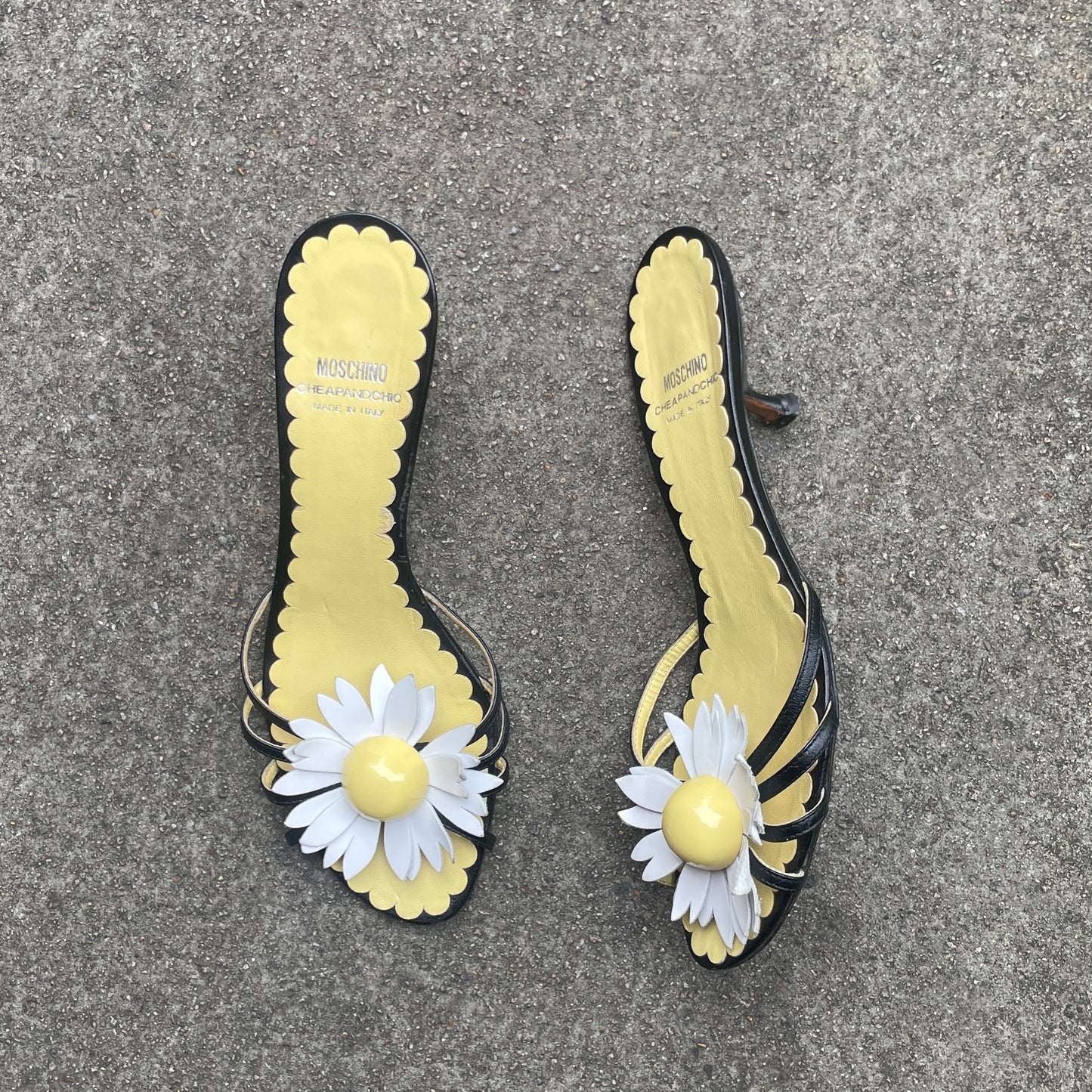 Moschino Cheap and Chic 2000s Yellow Daisy Heels