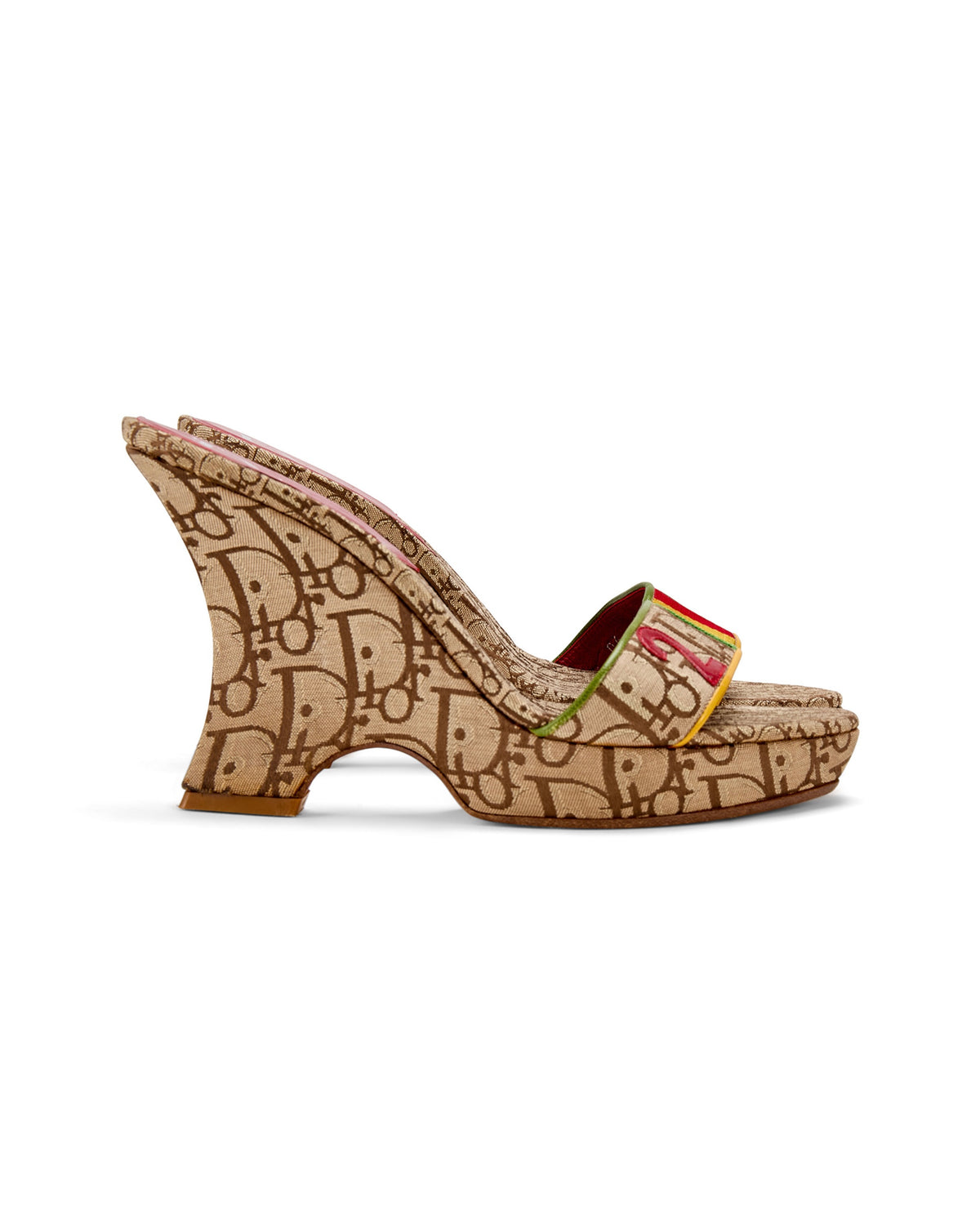 2004 Rasta Monogram Diorissimo Canvas Wedge Heels