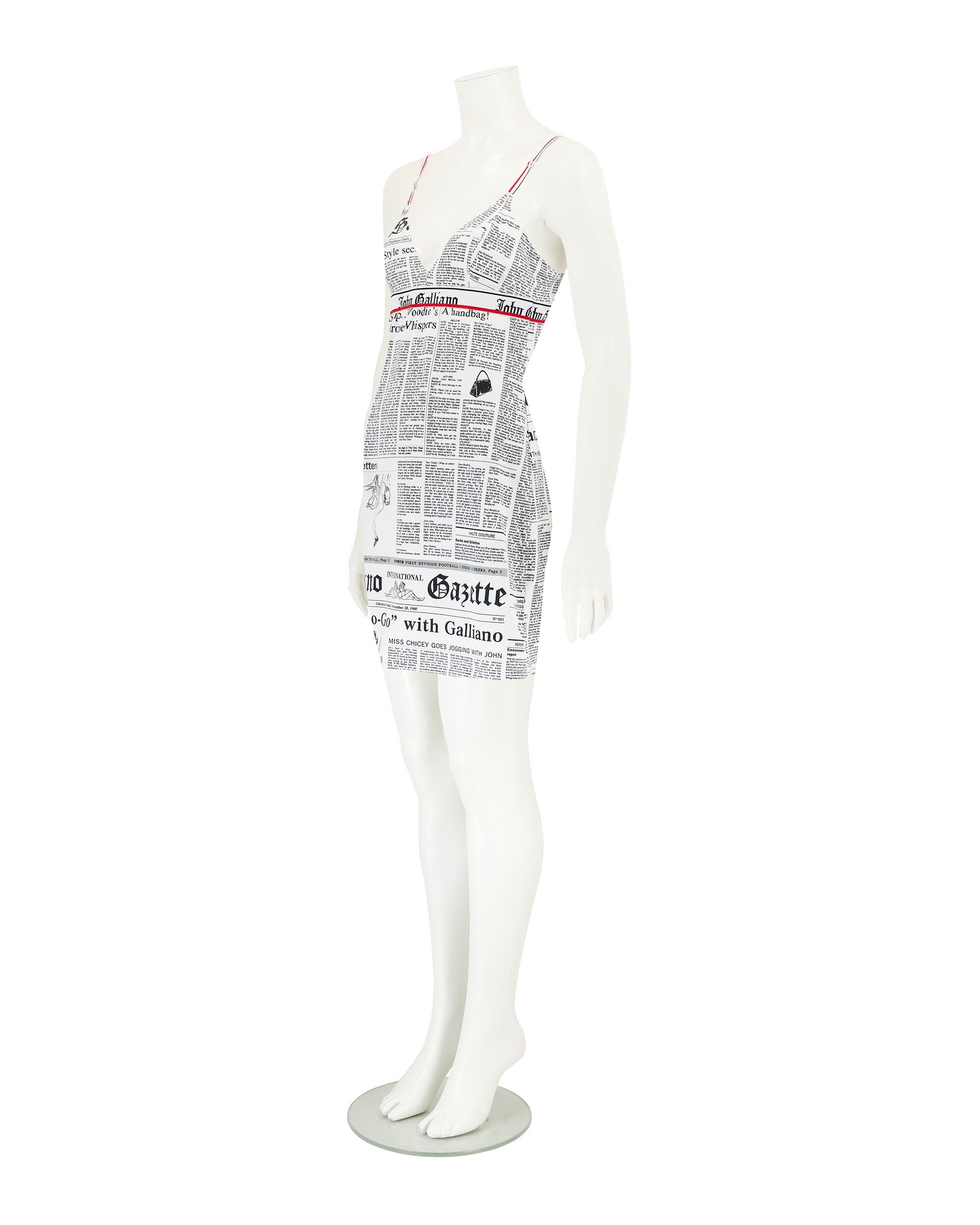 2000s Newspaper Print Slip Dress