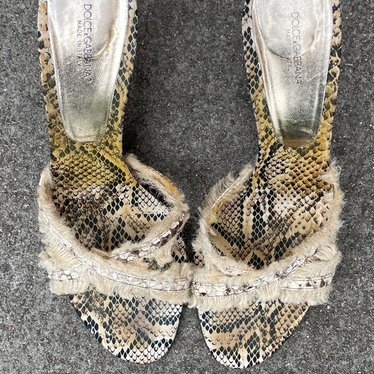 Dolce & Gabbana S/S 2005 Snakeskin Frill Bone Heels