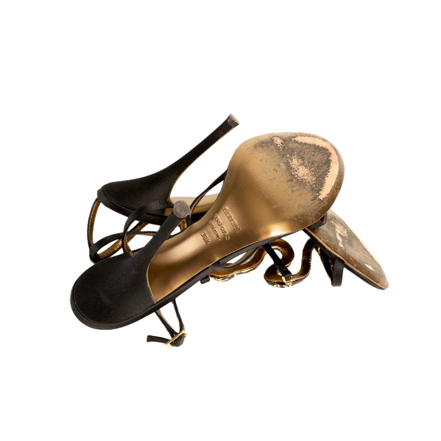 Roberto Cavalli 2000s Gold Snake Embellished Sandal Heels