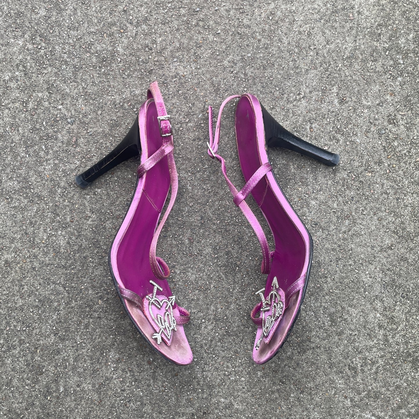 Dior S/S 2003 “I Love Dior” Purple Satin Slingback Heels
