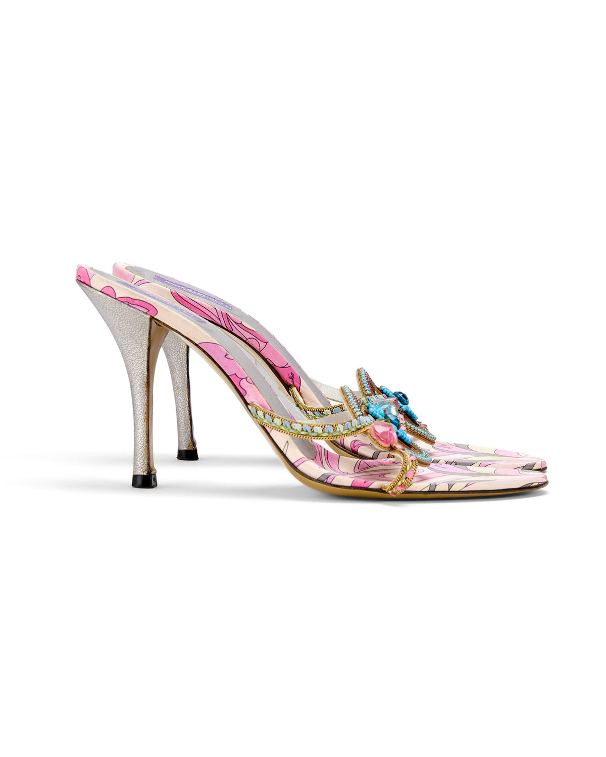 2000s Pink & Blue Starfish Jewel Sandal Heels