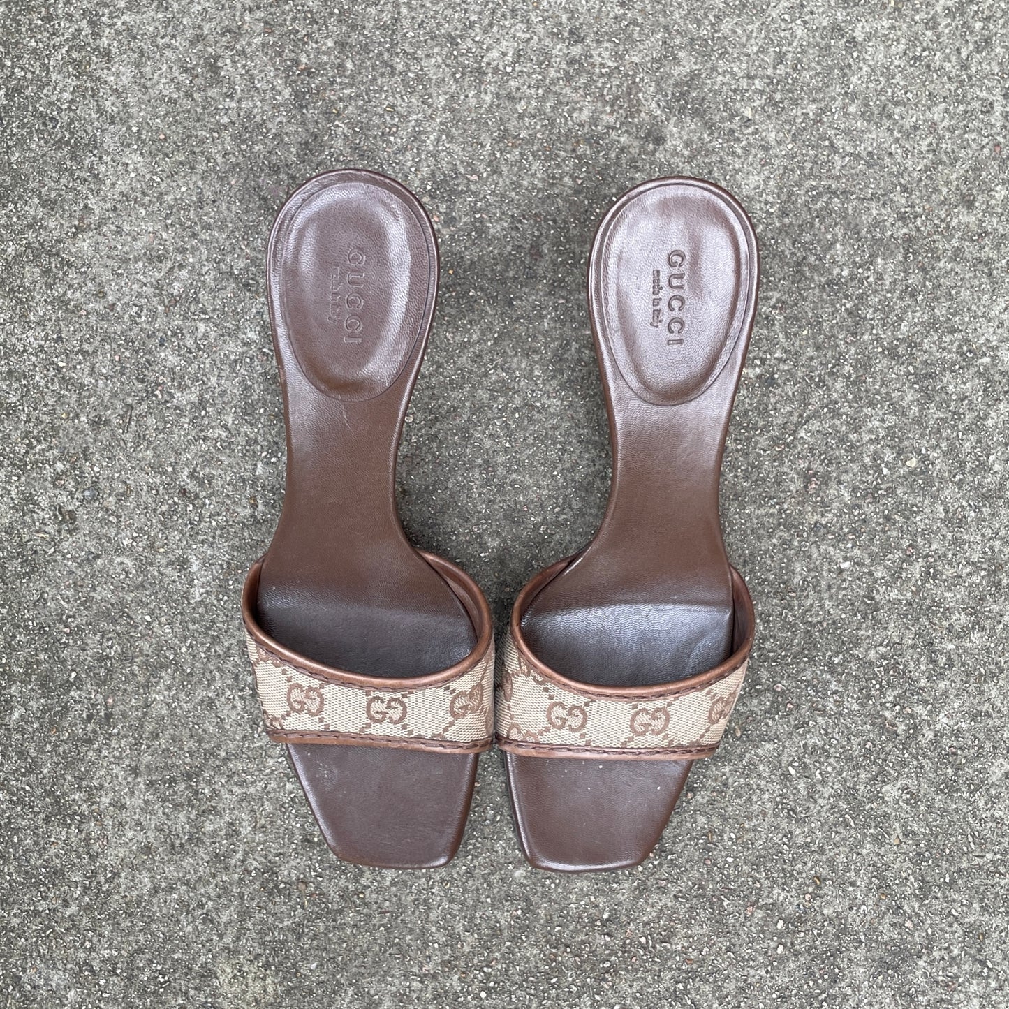 Gucci by Tom Ford Brown “GG” Monogram Sandal Heels