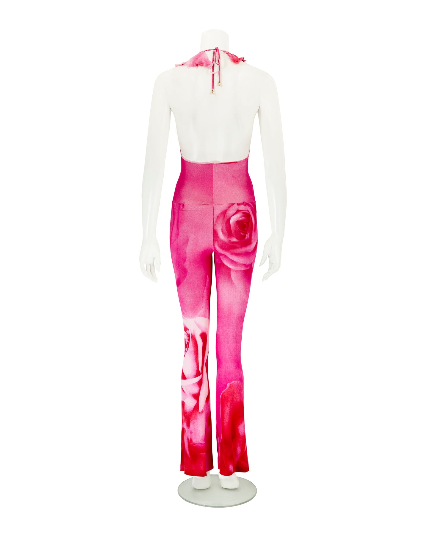 Roberto Cavalli S/S 2000 Pink Floral Rose Silk Jumpsuit