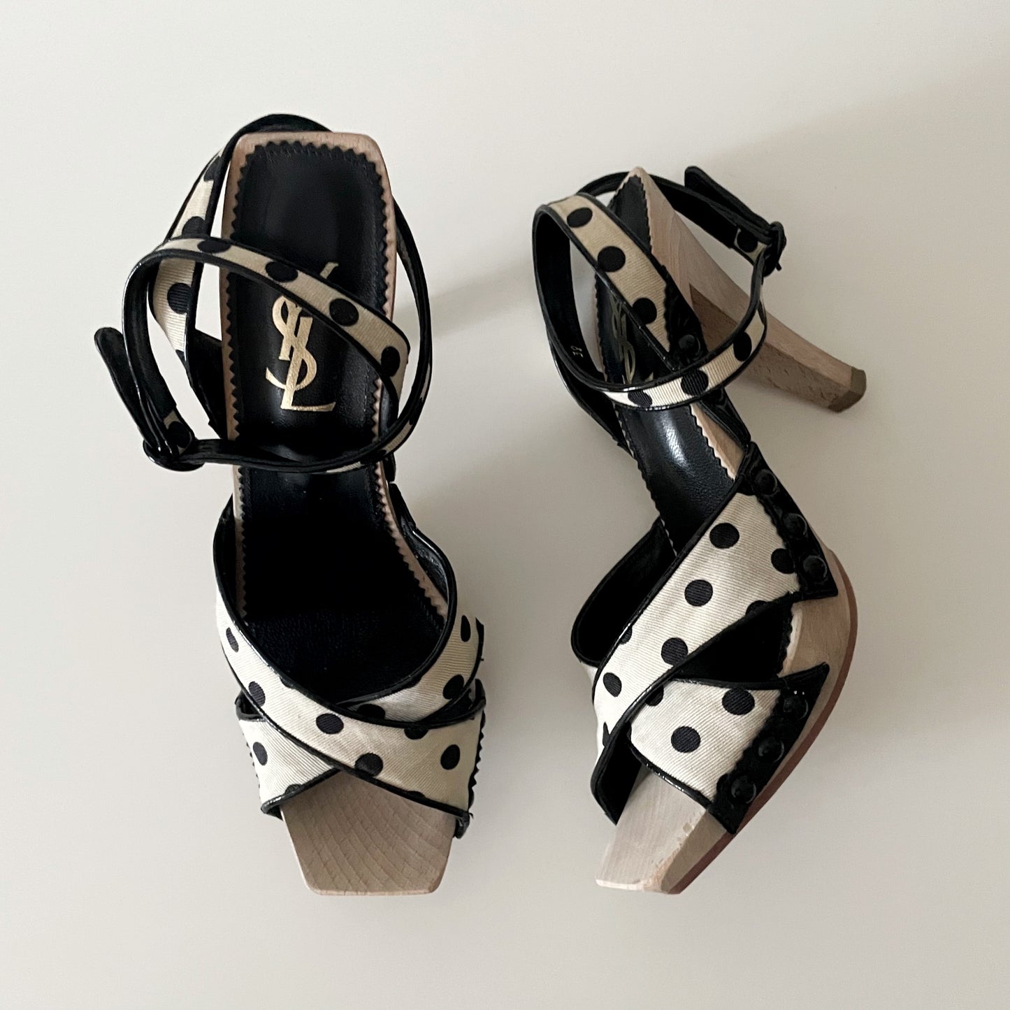 YSL by Tom Ford Lolita Polka Dot Strappy Sandal Heels