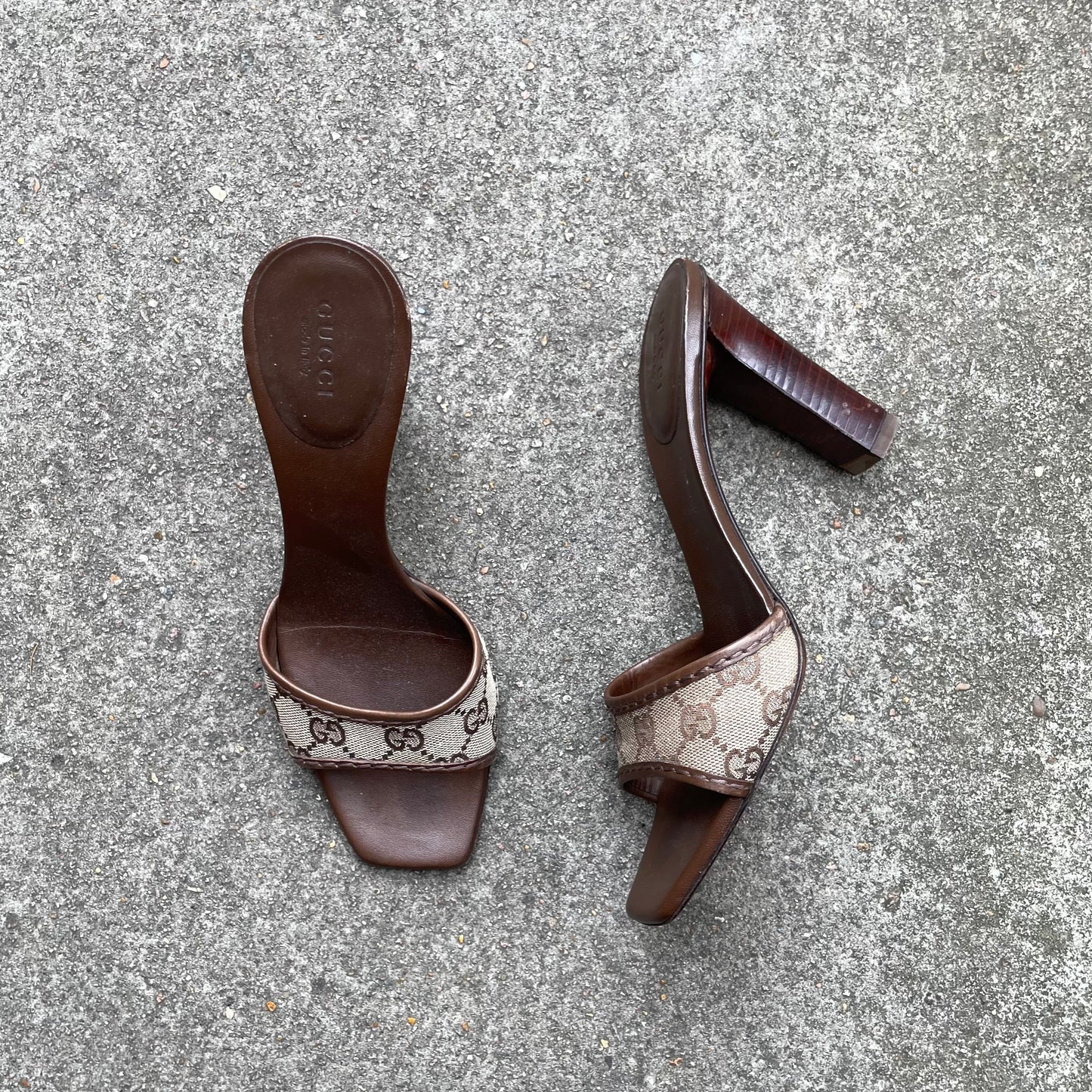 Gucci by Tom Ford Brown “GG” Monogram Sandal Heels