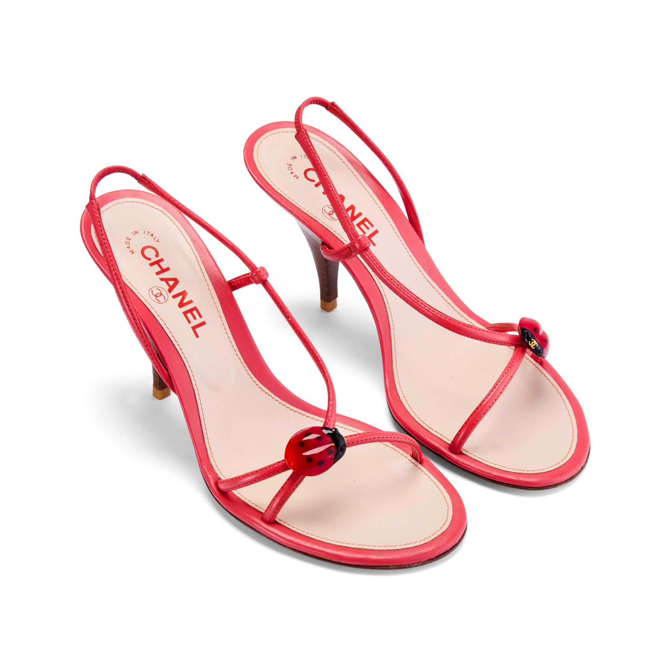 Spring / Summer 2004 Ladybug Coral Red Leather Slingback Heels