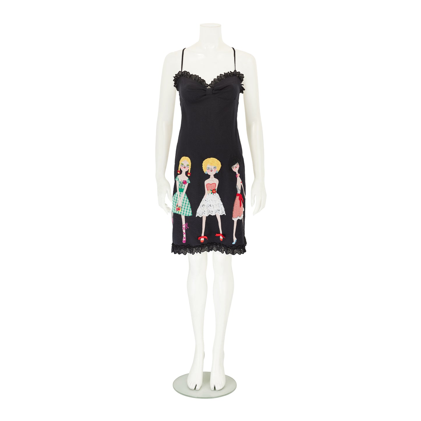 Moschino Cheap and Chic S/S 2002 “Uptown Girls” Black Embroidered Doll Dress