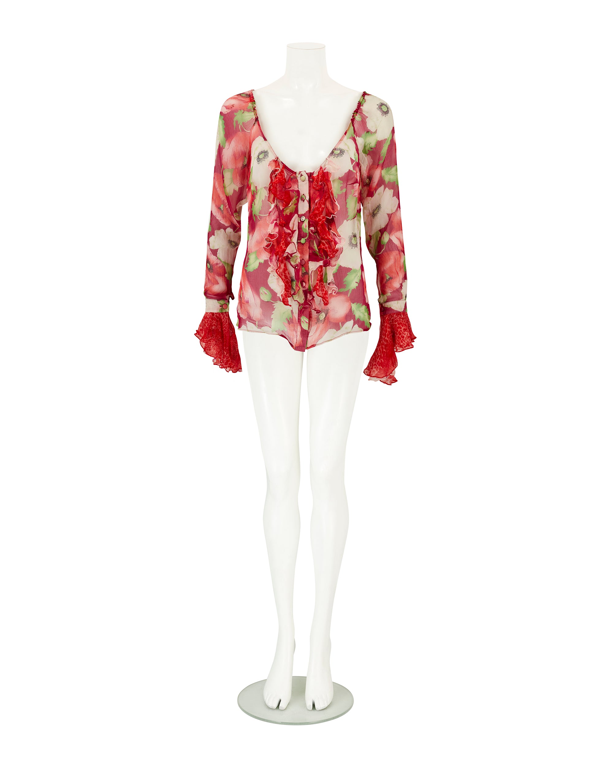 Spring / Summer 2002 Floral Multicolour Silk Blouse Top