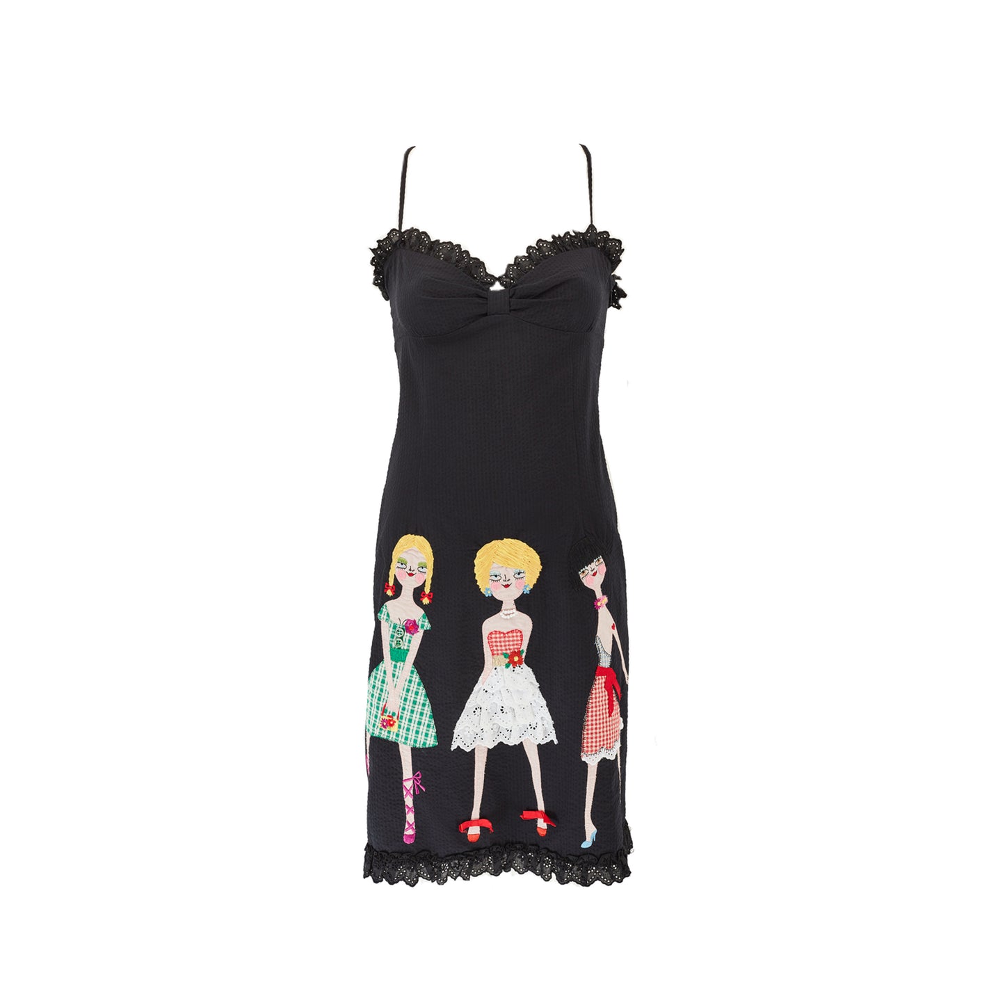 Moschino Cheap and Chic S/S 2002 “Uptown Girls” Black Embroidered Doll Dress