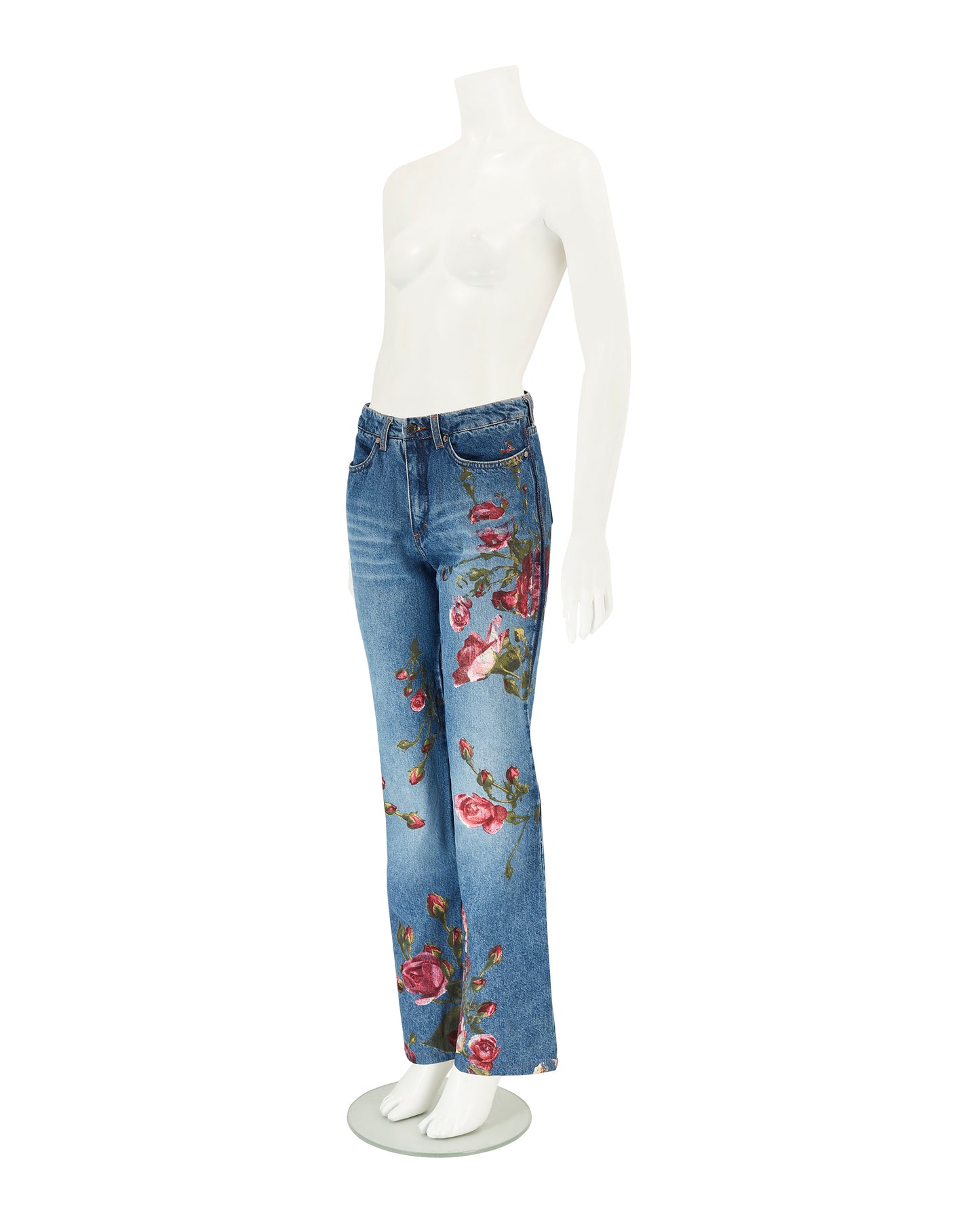 Roberto Cavalli F/W 1999 Pink Floral Blue Jeans