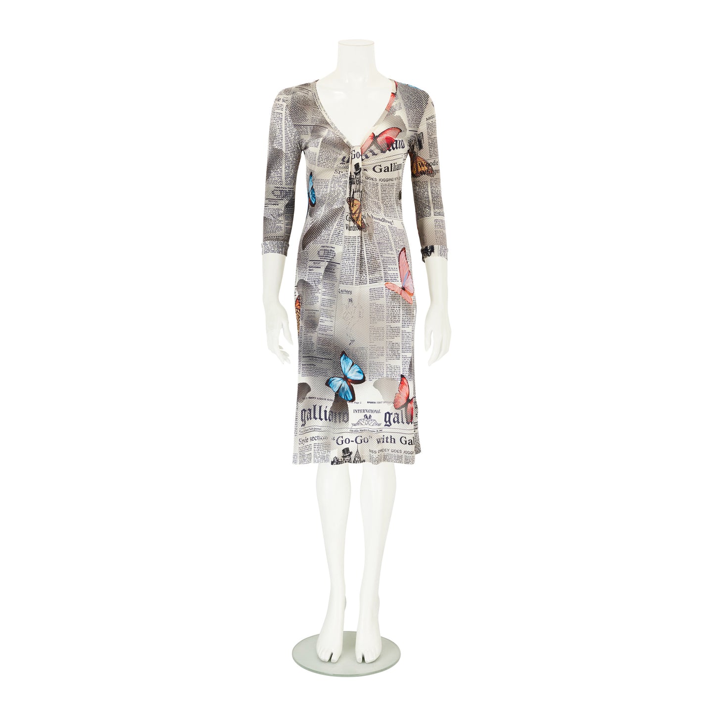 John Galliano 2000s Newspaper Gazette Butterfly Dress