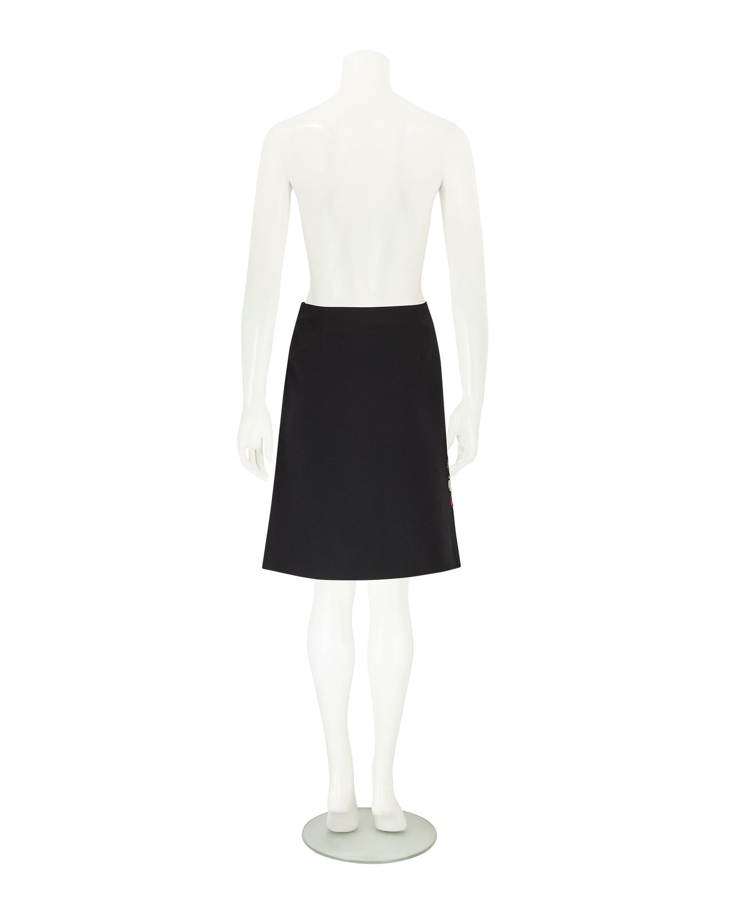 Moschino Cheap and Chic F/W 2001 Black Embroidered Wool Skirt