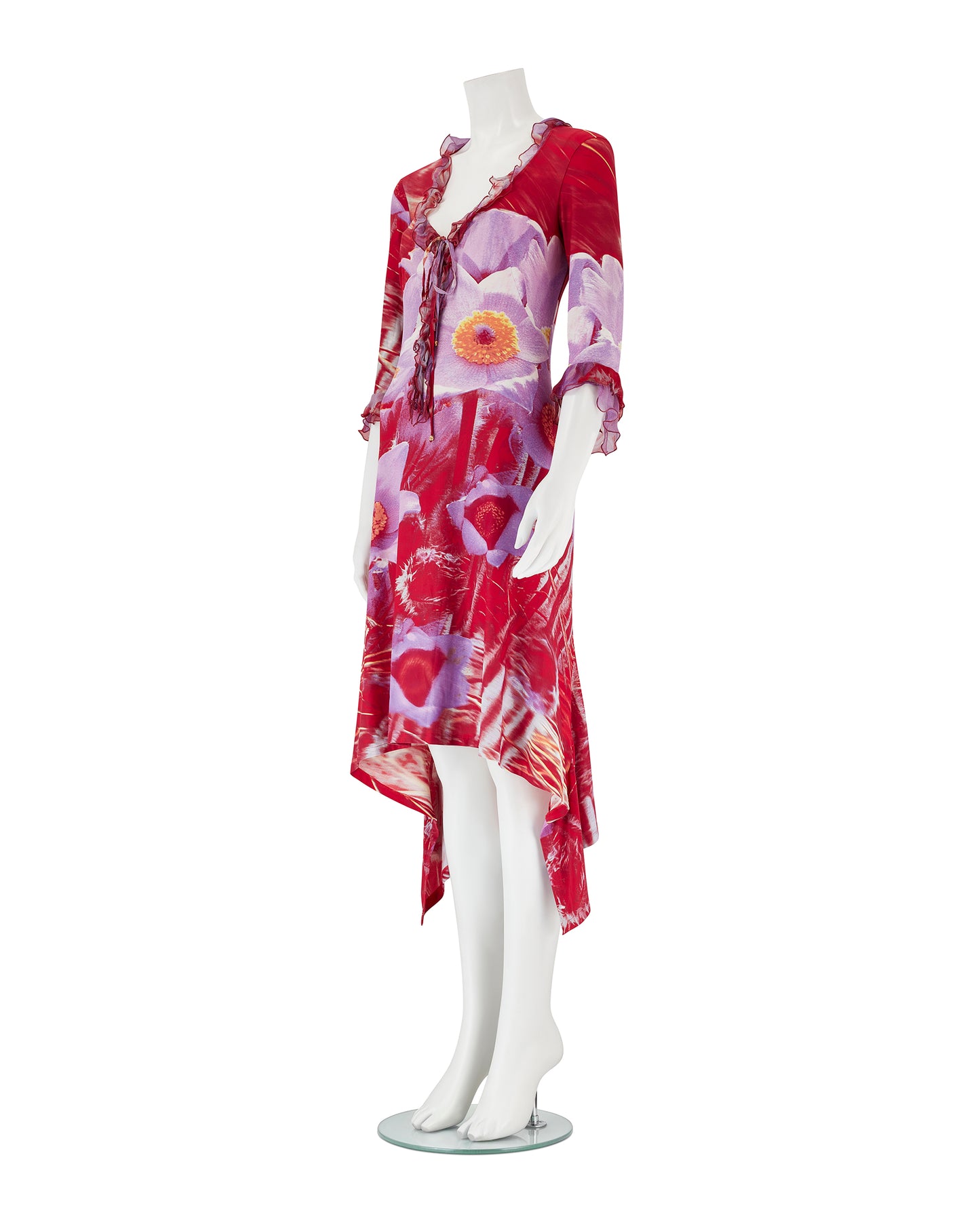 Roberto Cavalli S/S 2000 Red & Purple Floral Dress